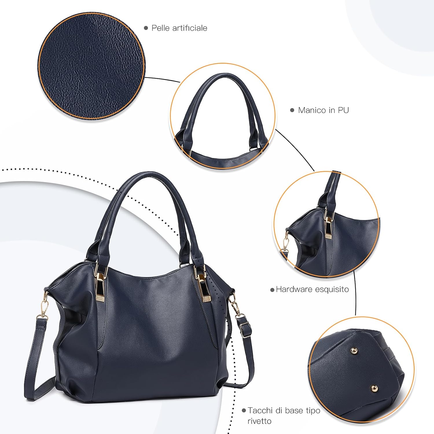 Thumbnail 3 de Miss Lulu Borsa Donna Grande con Tracolla Regolabile in Pelle PU Impermeabile – Tote per Lavoro, Scuola, Università e Viaggio