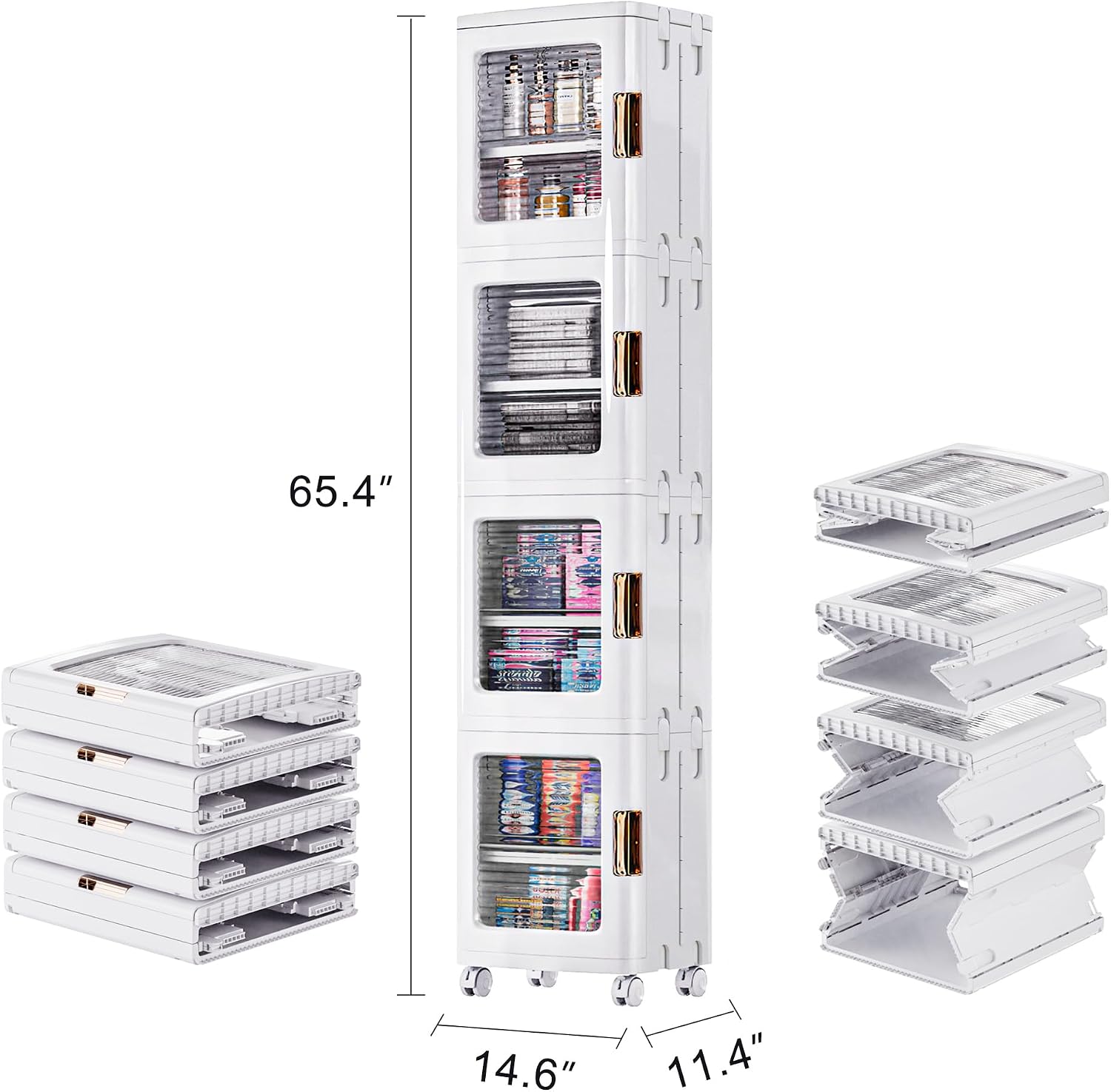 Detalle 2 de VECELO Narrow Storage Cabinet, 4-Tier