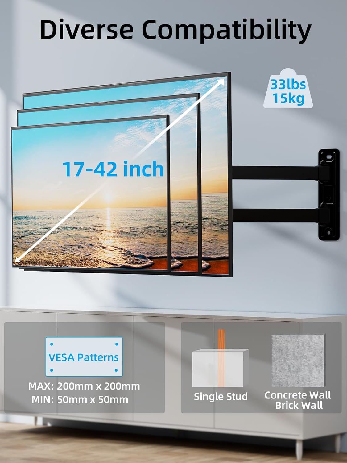 Thumbnail 1 de HOME VISION TV wall bracket 55.6cm extension
