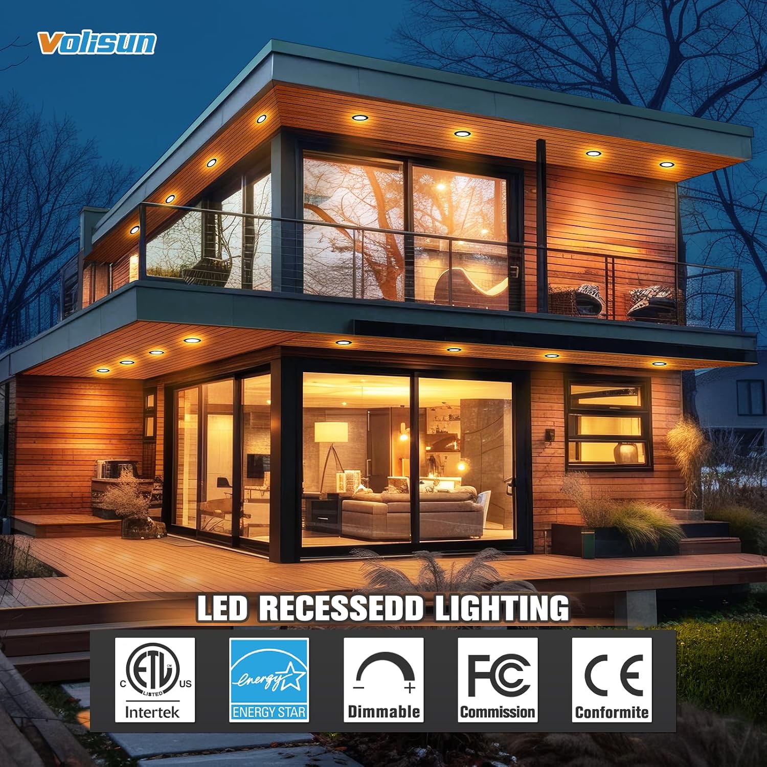 Detalle de VOLISUN 22101ZM-B-4IN6PK 4-Inch Black LED Recessed Lights, 5 CCT, 810 lm