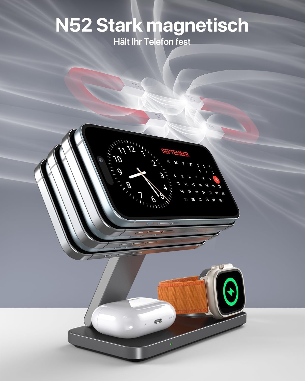 Detalle 2 de QTlier 3-in-1 Induktive Ladestation 20W