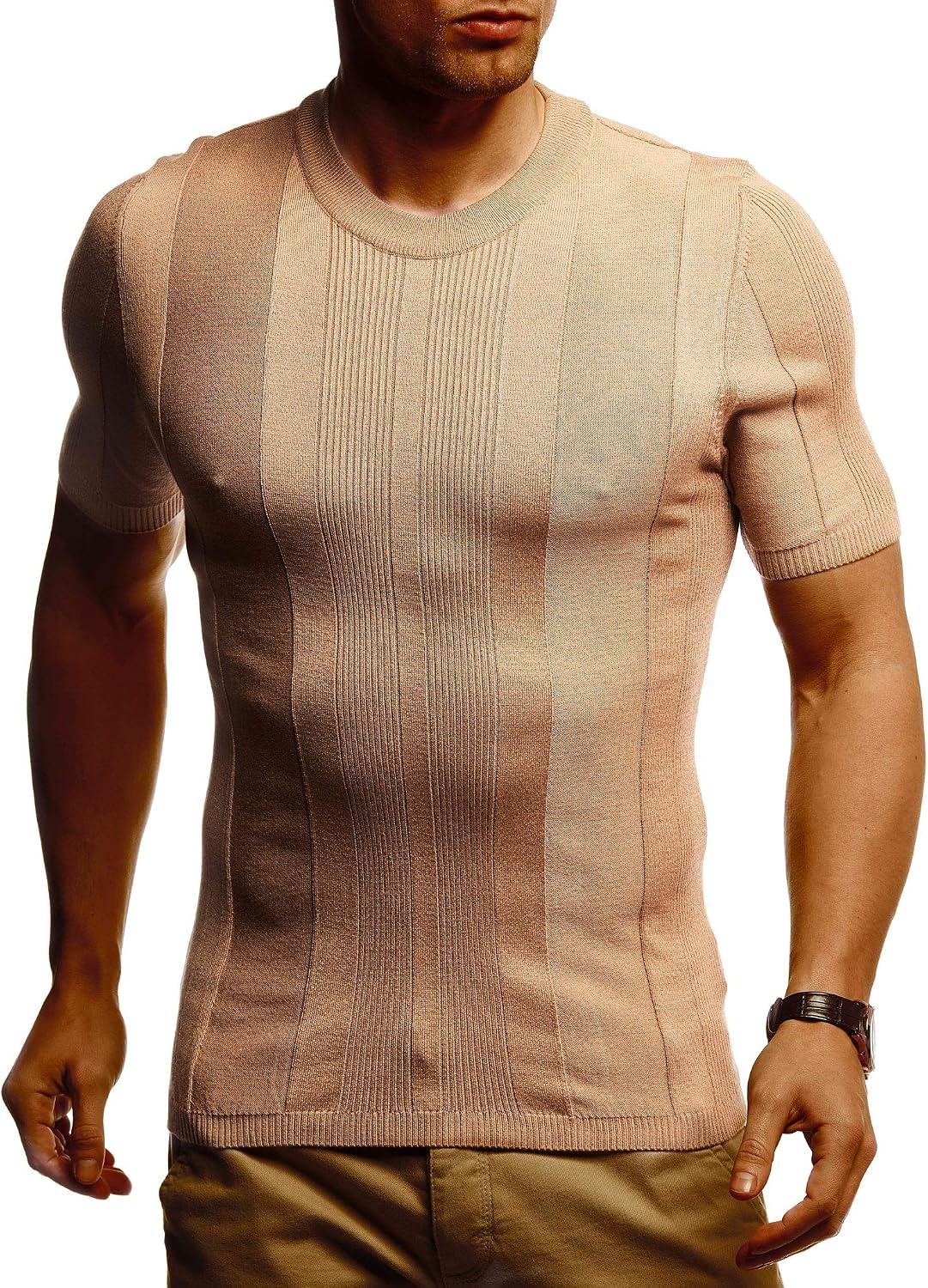 Detalle 2 de Leif Nelson maglietta slim fit da uomo con collo rotondo per sport e outdoor