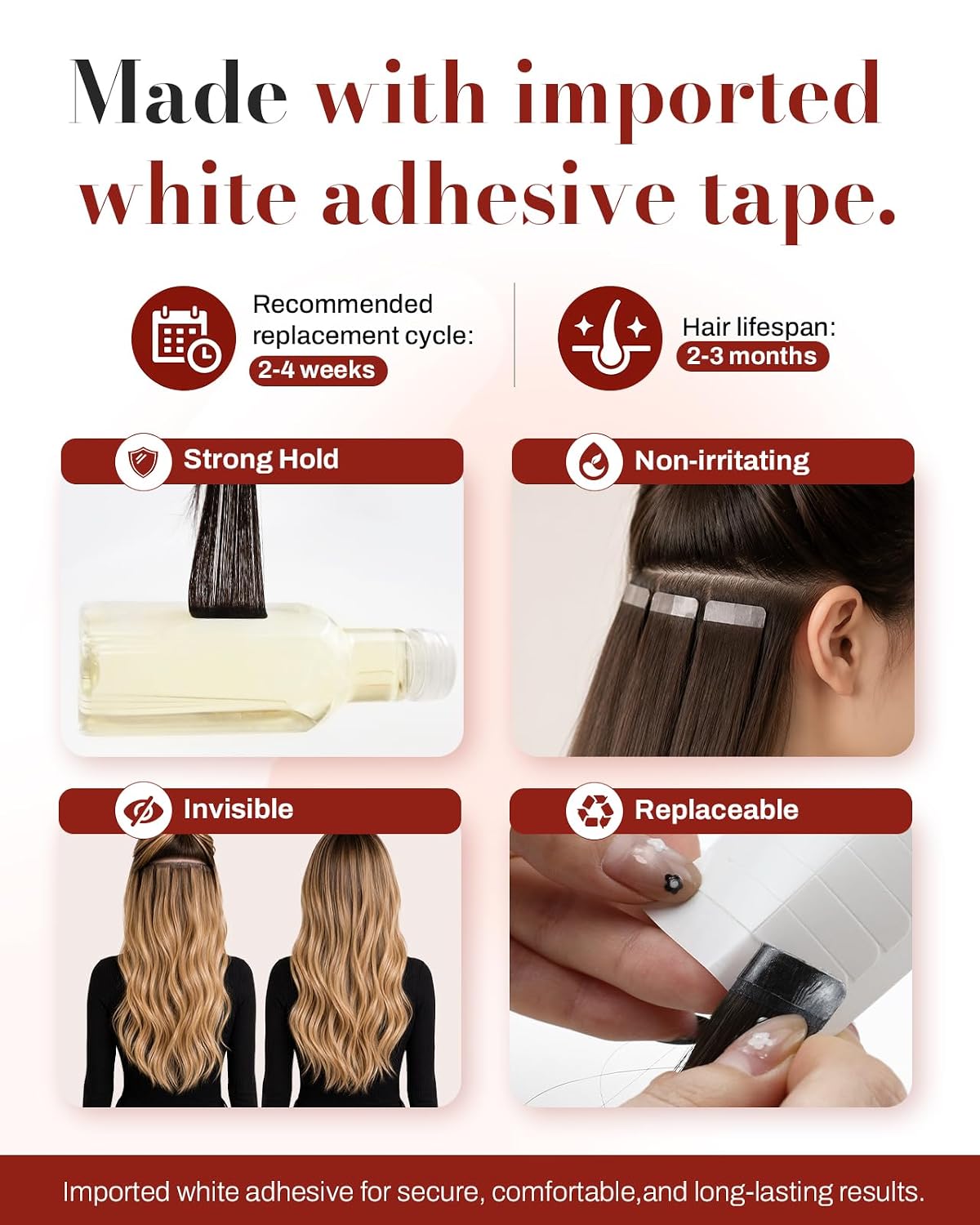 Detalle 2 de Moresoo Tape In Human Hair 16 Inch