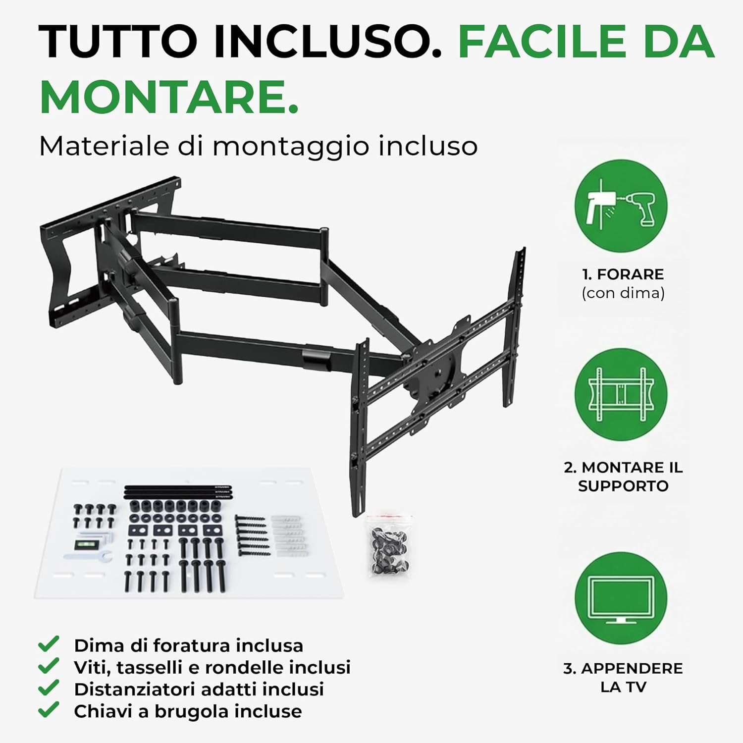 Thumbnail 5 de XTRARM TiTon Double 100 cm: Supporto TV Parete a due bracci per 50–75", 80 kg, VESA 600x400