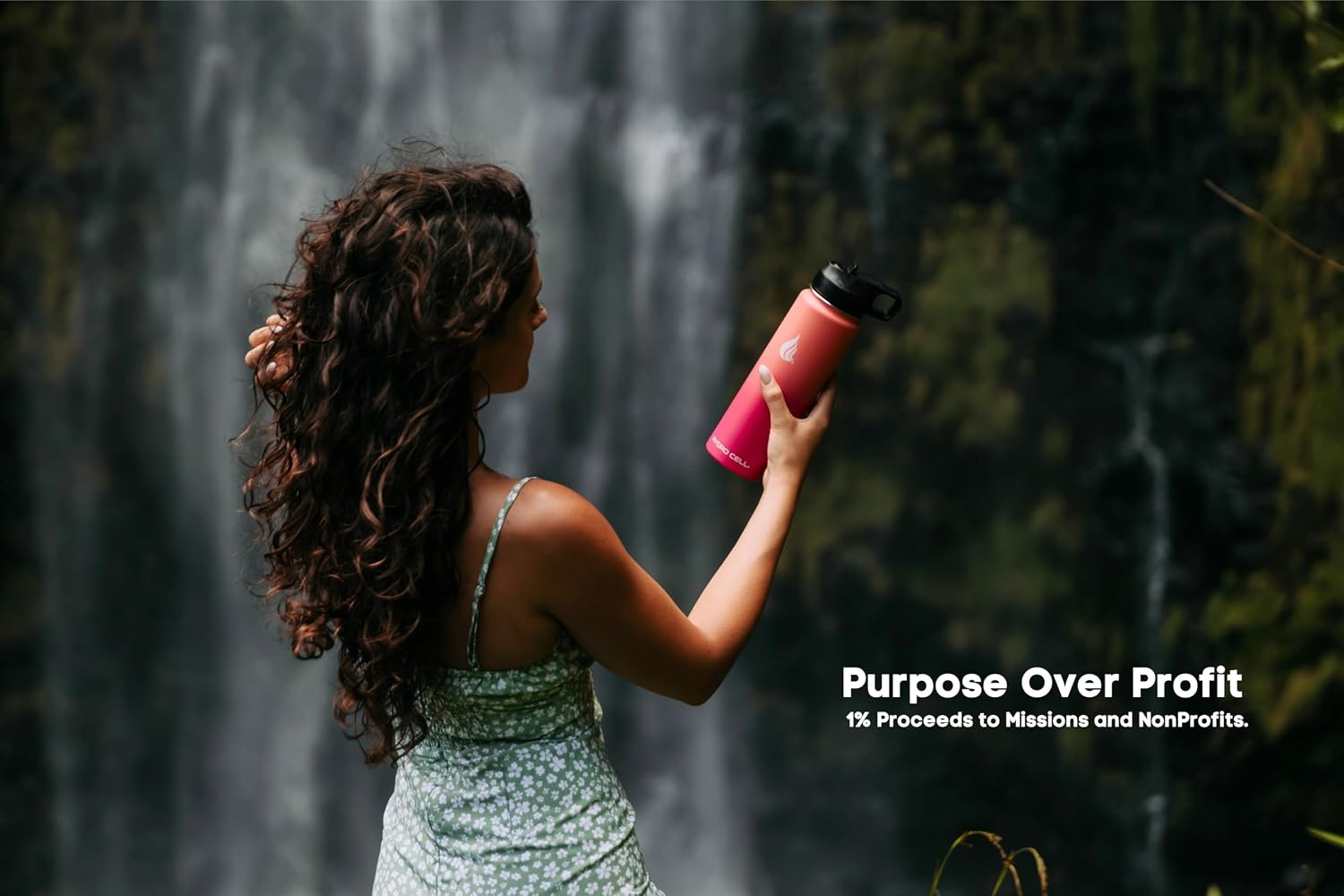 Detalle de HYDRO CELL Stainless Steel Insulated Water Bottle (18oz, Coral/Punch) with Straw