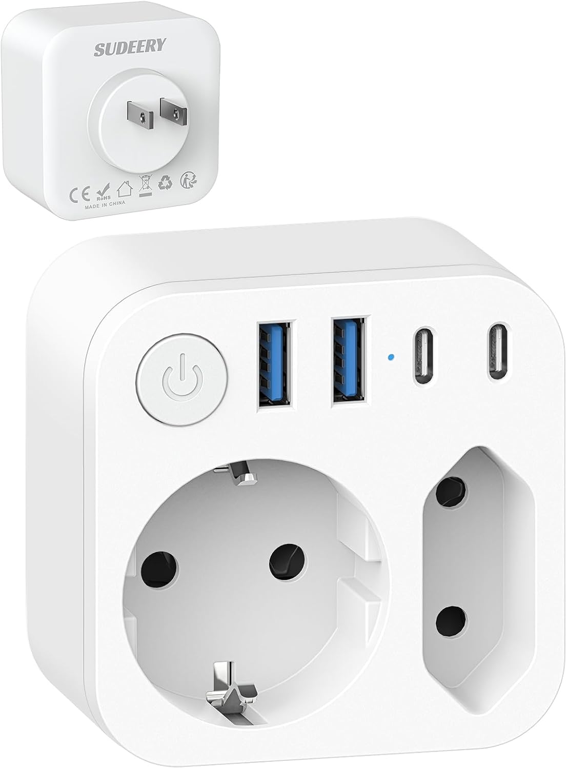 Detalle de Deutschland-Nach-Japan Adapter mit 4 USB-Anschlüssen (2 Typ-C) – 2-Fach Reiseadapter, Schuko auf Typ A
