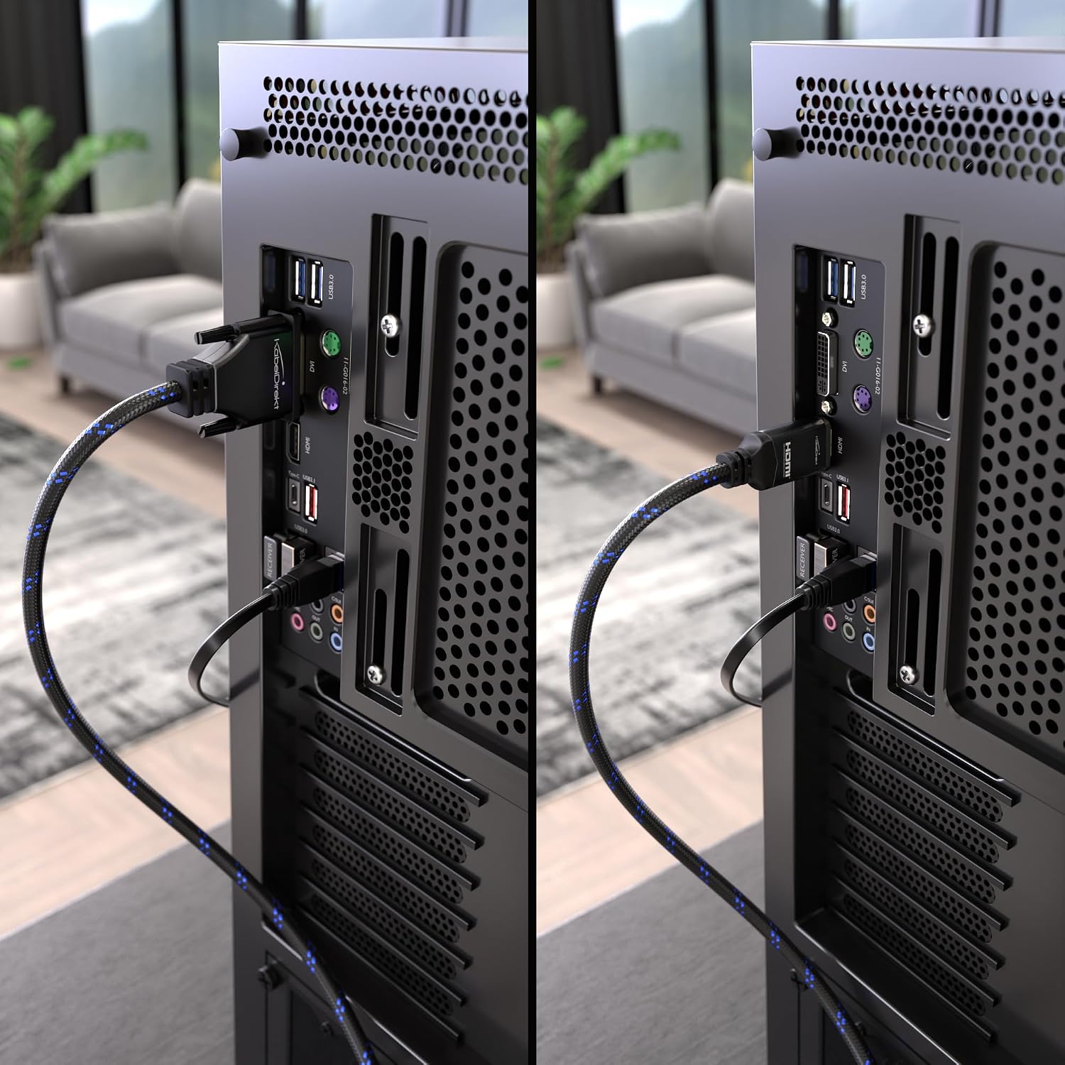 Detalle de KabelDirekt HDMI-DVI Kabel/Adapterkabel – 1,5 m, bi-direktional