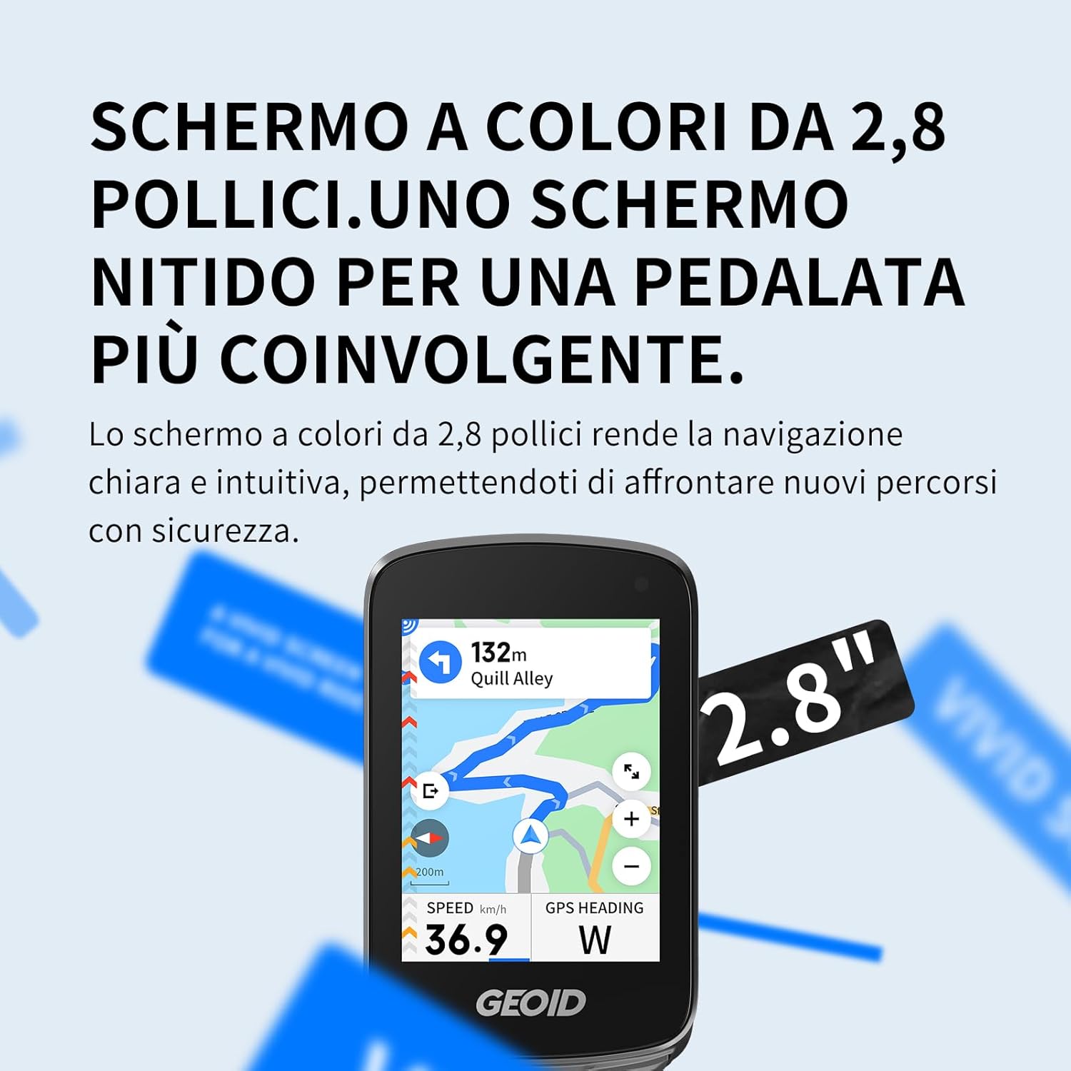 Detalle de GEOID CC700 Pro: GPS Ciclocomputer Touchscreen 2,8" con Mappe Complete e Impermeabile IPX7