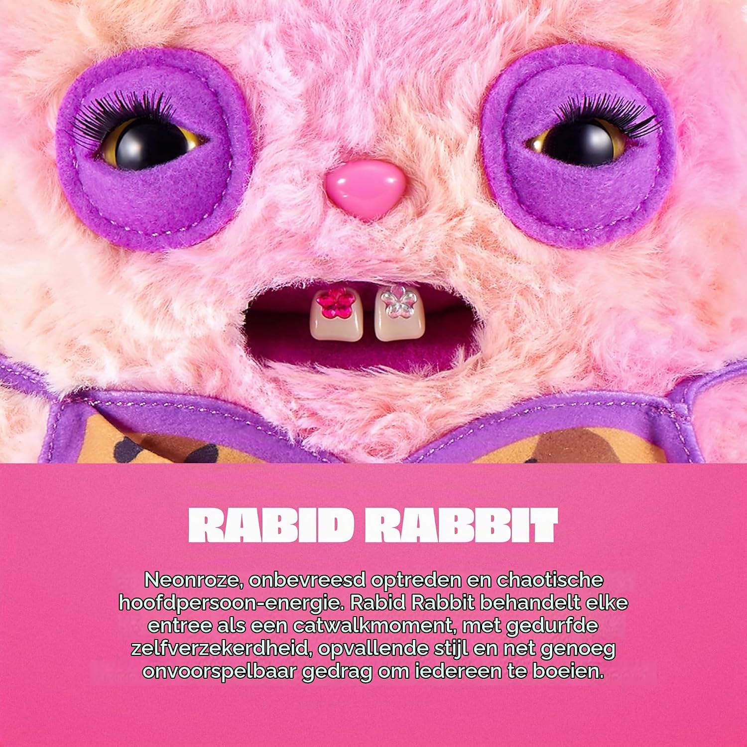 Detalle de Fuggler 157115B Rabid Rabbit pluchen speelgoedfiguur, 9 inch, neonroze
