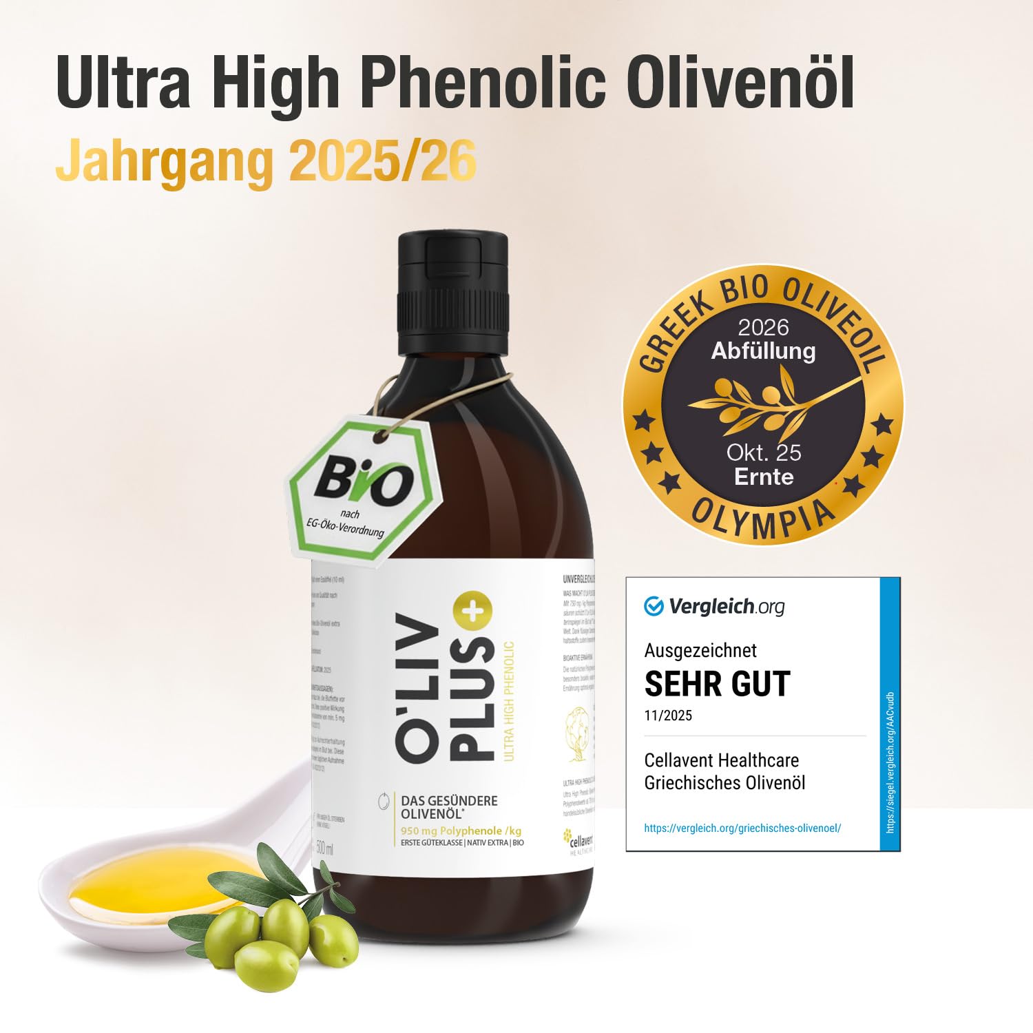 Thumbnail 6 de O'Liv PLUS Olivenöl – Bio, extra hohes Polyphenolprofil und 950 mg/kg