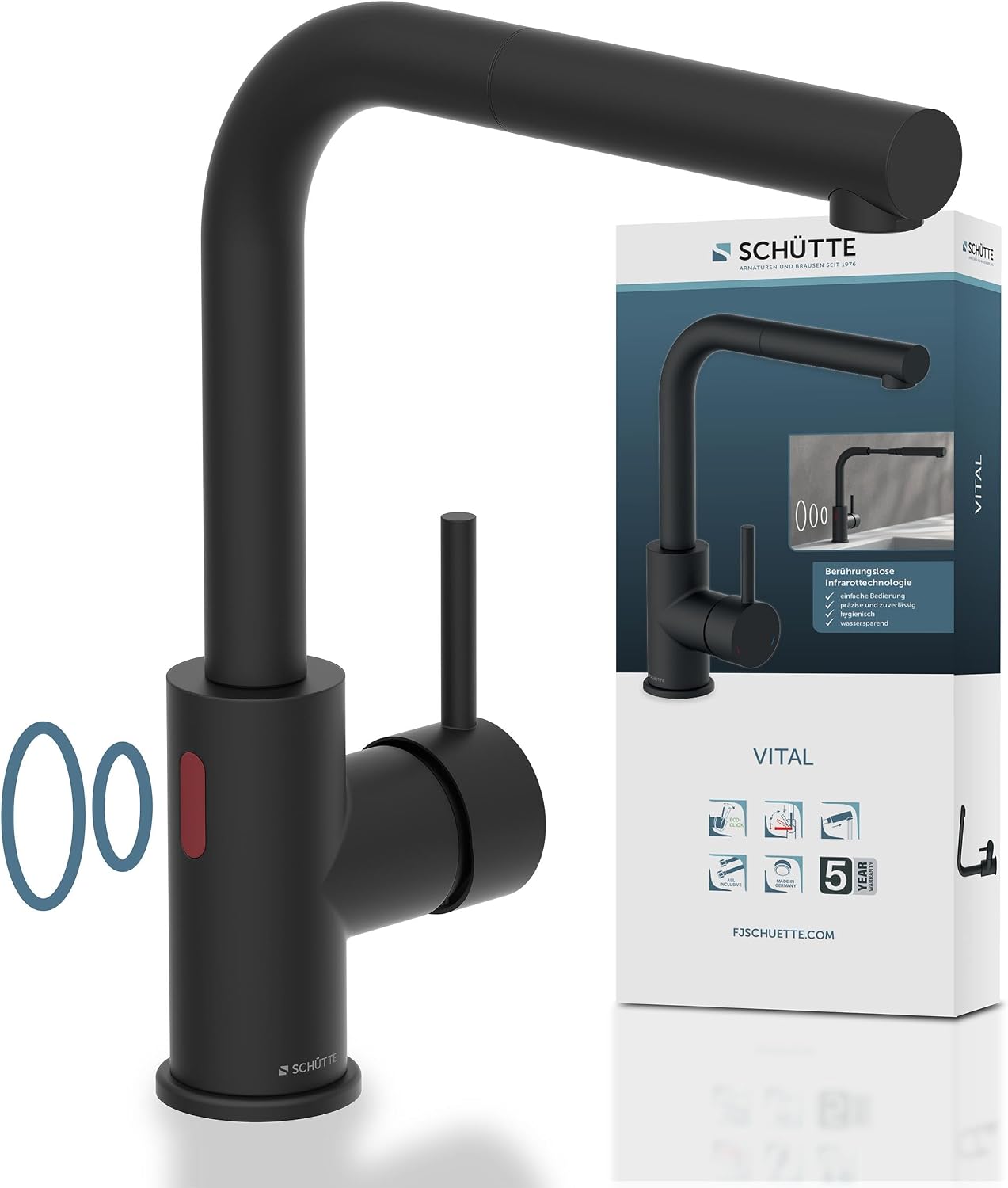 Detalle de SCHÜTTE 99705 VITAL: rubinetto da cucina con sensore infrarossi, doccetta estraibile e miscelatore monocomando