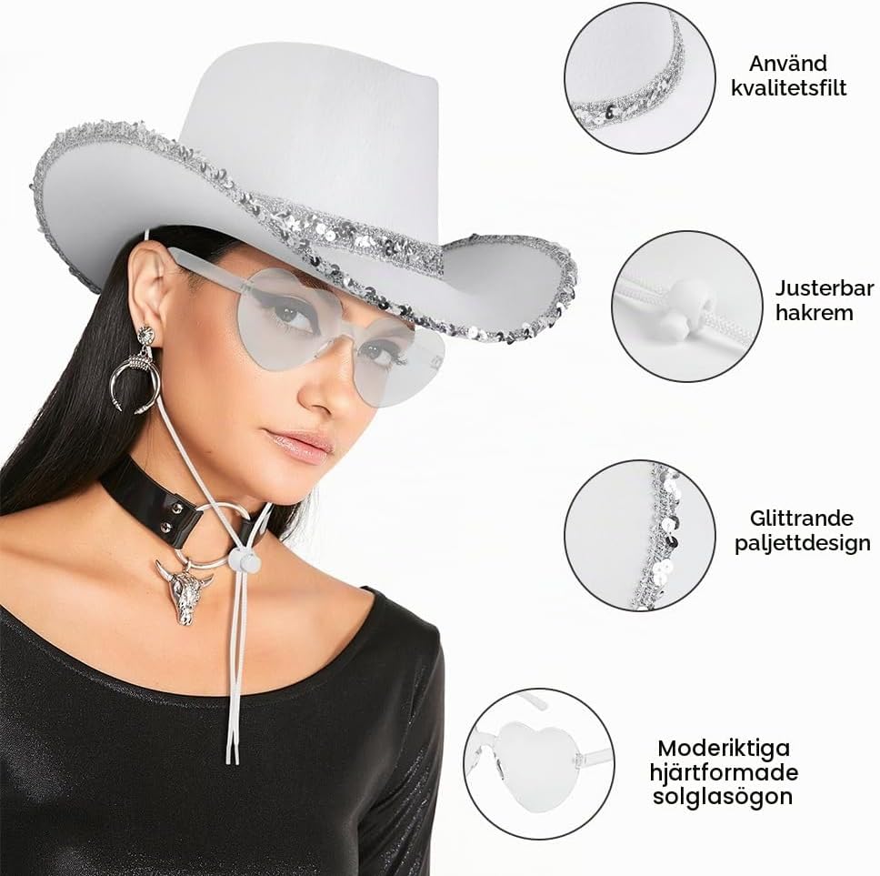 Detalle de AOMIG cowboyhatt för vuxna med solglasögon och bandana