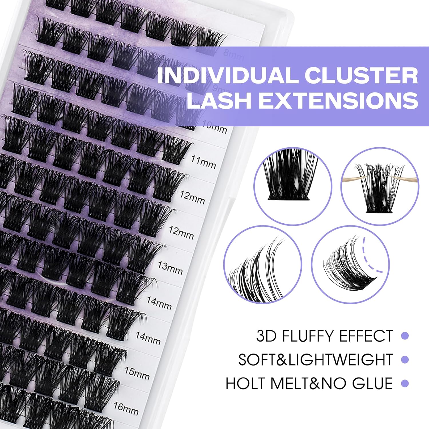 Thumbnail 3 de Kit Pestañas Postizas Individuates D Curl Cluster 8-16mm ✨