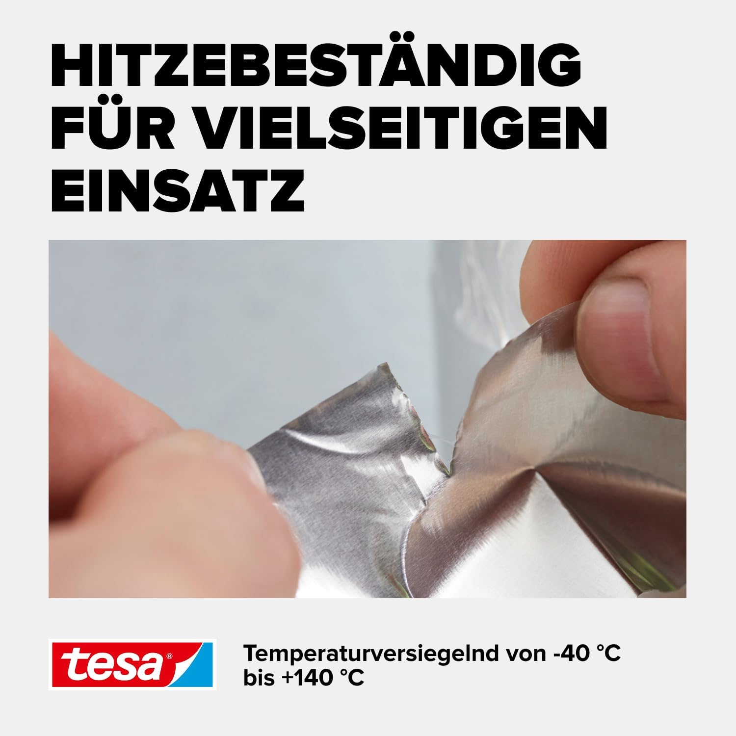 Thumbnail 3 de tesa Aluminium Klebeband 10 m x 50 mm – selbstklebendes Aluminiumband für Reparaturen an metallischen Oberflächen