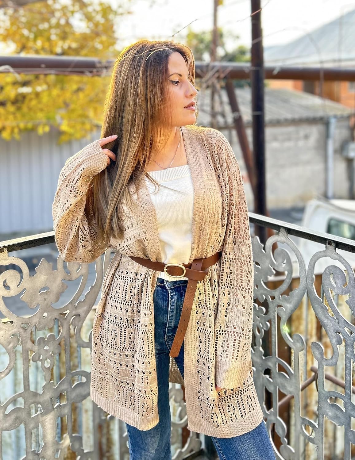 Detalle de Zeagoo Womens 2026 Summer Crochet Cardigan: Lightweight Open Front Kimono for Boho Beach Vibes