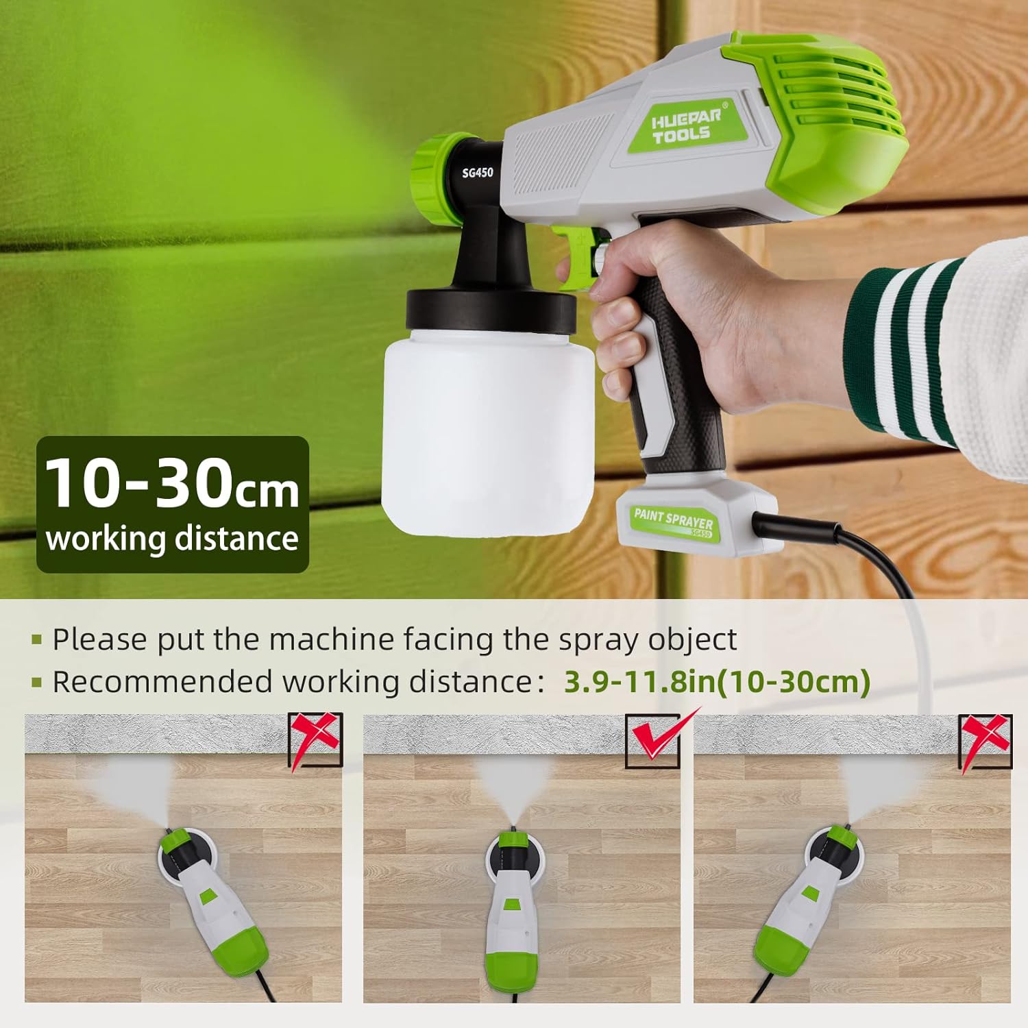 Thumbnail 3 de Huepar Tools SG450 HVLP Electric Paint Sprayer (800ml, 3 Nozzles, 3 Spray Patterns)