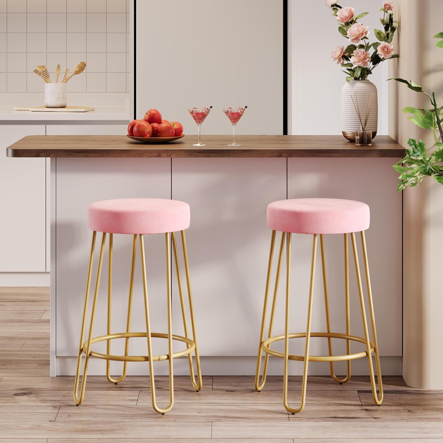 Detalle de Yaheetech Counter Stools with 26.5-Inch Seats