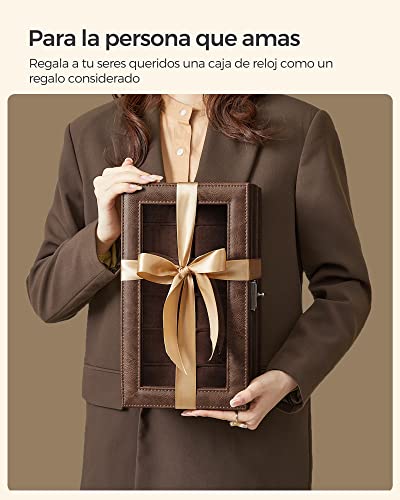 Thumbnail 8 de SONGMICS JWB012K01: caja de reloj de 2 niveles con tapa de cristal para 12 relojes