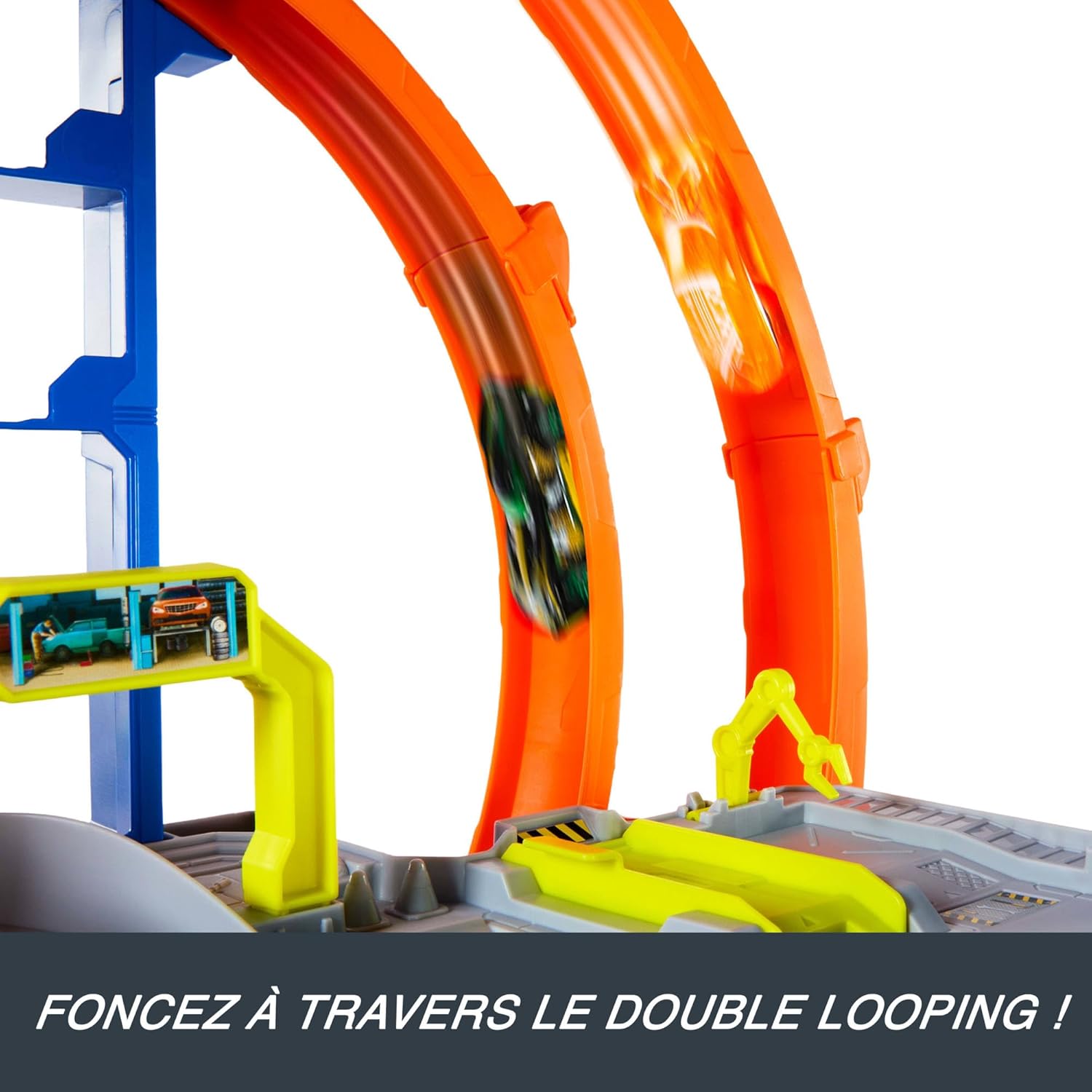 Thumbnail 5 de Hot Wheels City Méga Garage avec voiture et hélicoptère – 3 niveaux, 2 boucles, 37 emplacements 1/64 (JLC05)