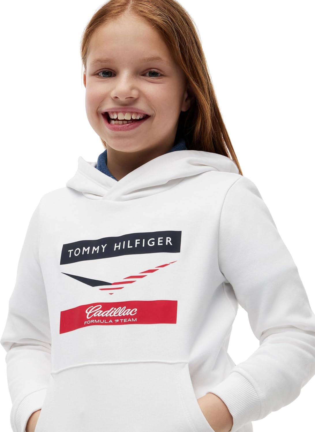 Detalle de Felpa Tommy Hilfiger TH X Cf1 Chevron Hoodie Ks0ks00778 – Unisex Bambini e Ragazzi