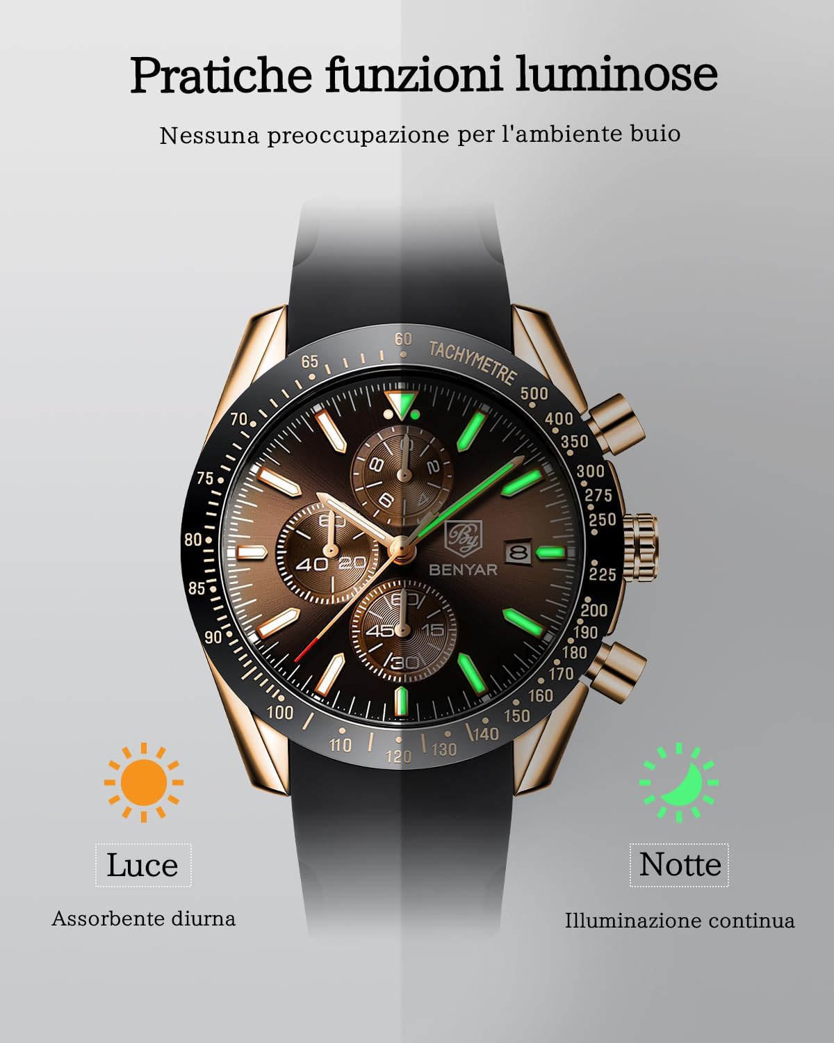 Detalle de Benyar Chronograph Quarz Uhr 45 mm