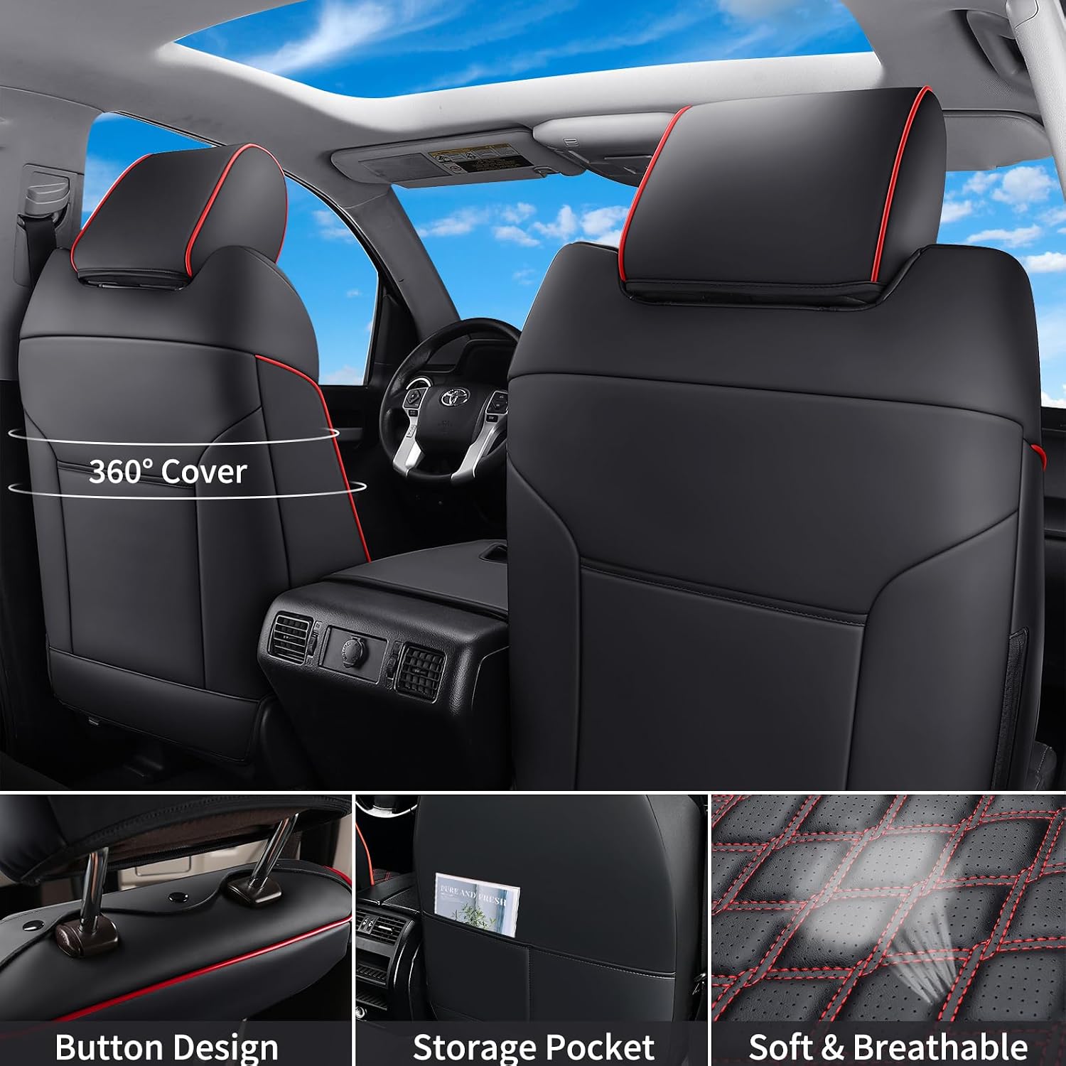 Thumbnail 1 de Huidasource Tacoma Seat Covers (Front & Rear) Full Coverage Waterproof Set for 2005–2015 Toyota Tacoma