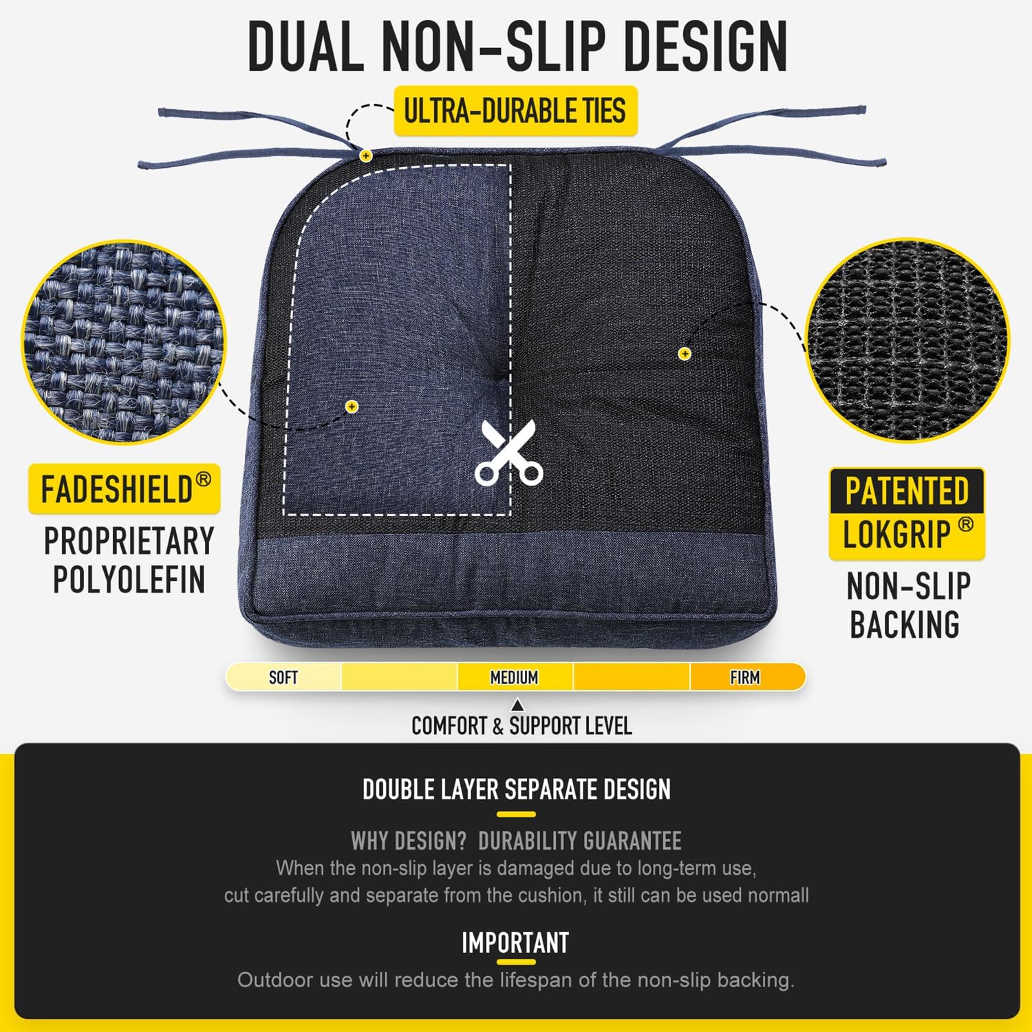 Thumbnail 4 de SUNROX Memory Foam Jumbo Rocking Chair Cushions: Plush Support for Indoor & Outdoor Rockers