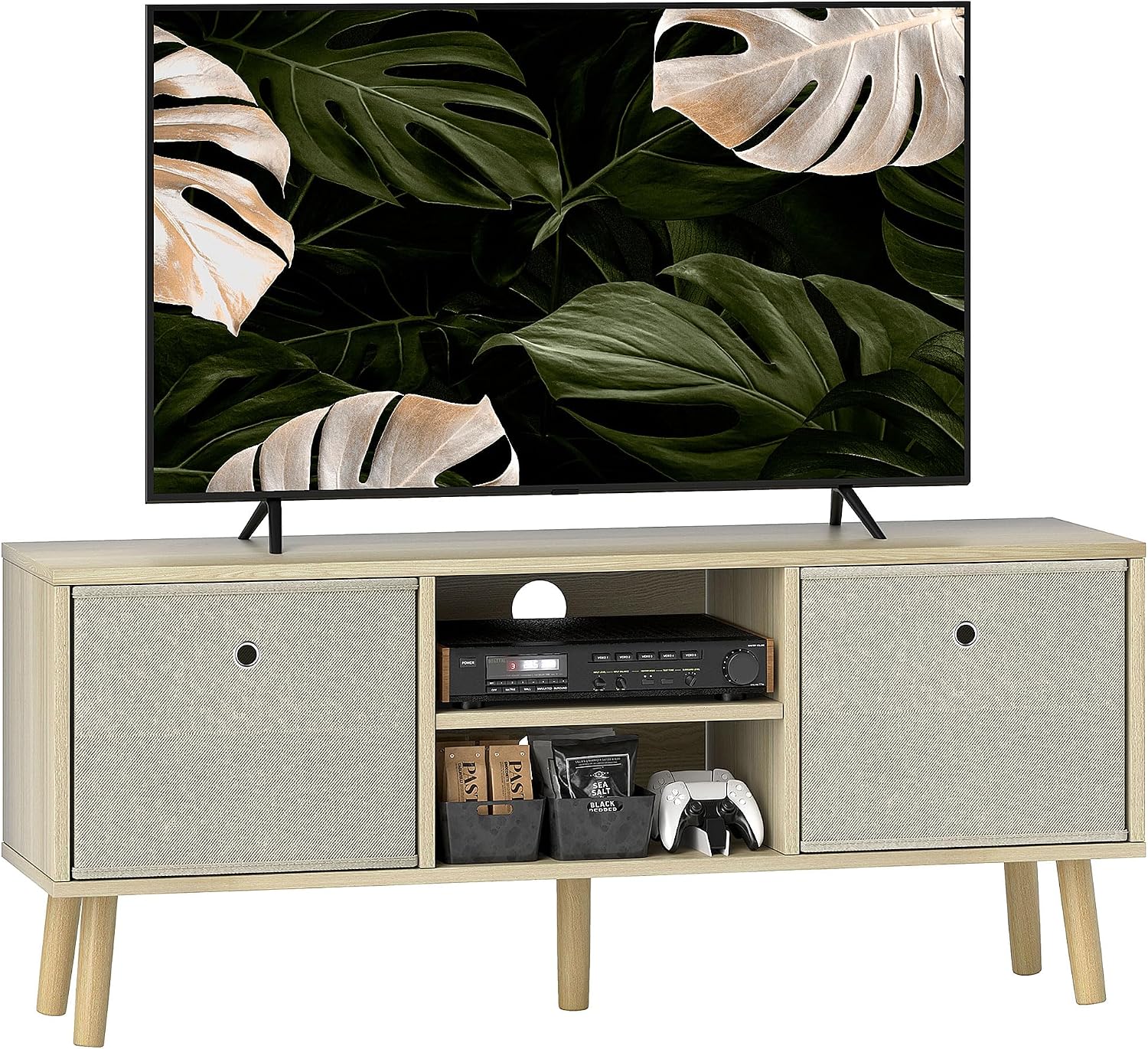 Imagen de HOMCOM Mueble de TV 110 cm beige en OfertitasTOP