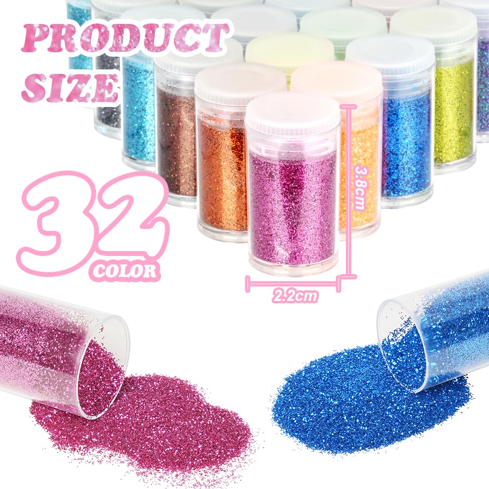 Detalle 2 de URAQT 32 Farben Glitzerpulver 💄