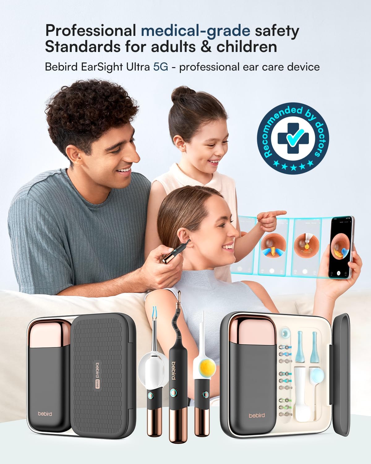 Detalle de Bebird Earsight Ultra Ear Wax Removal Kit with 2K HD Wi‑Fi Camera, Flexible Endoscope & Safety Stopper