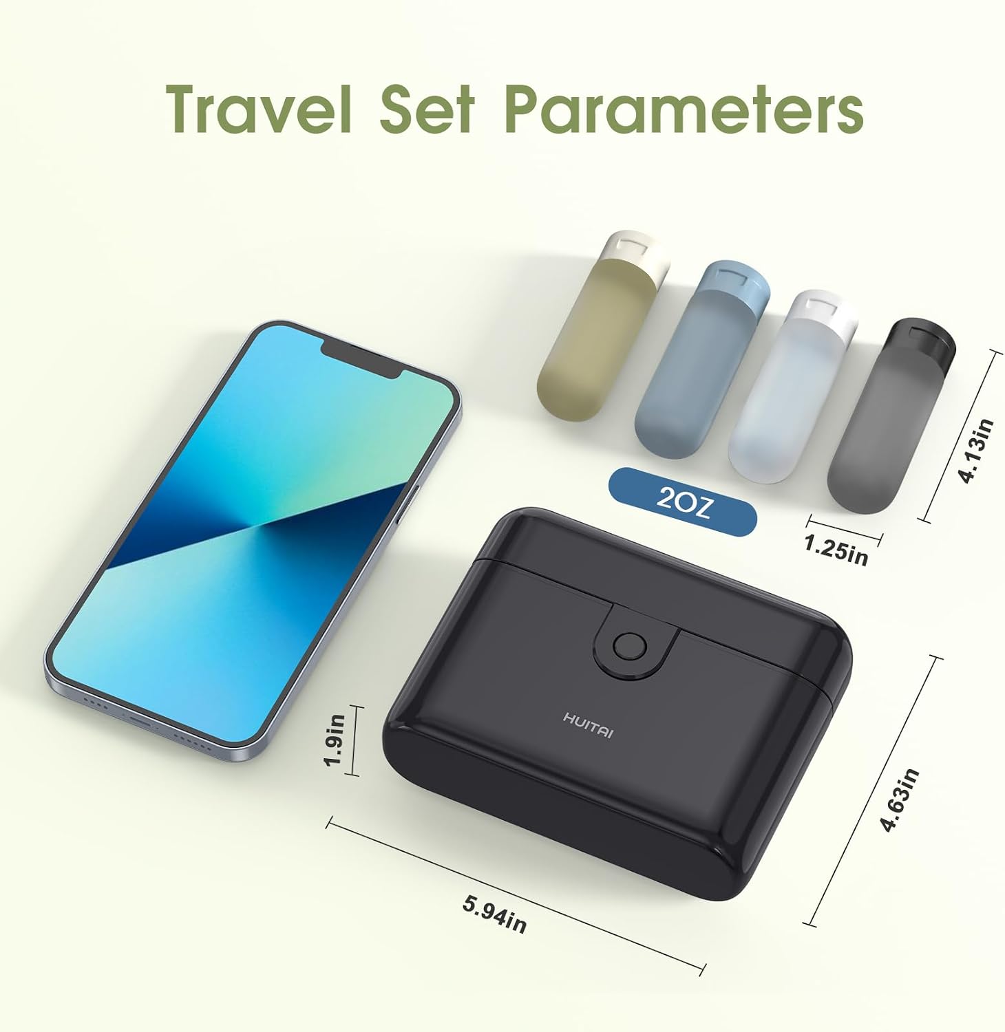 Thumbnail 1 de HUITAI Travel Bottles with Case, 4x2oz TSA Approved – Leak-Proof & Portable