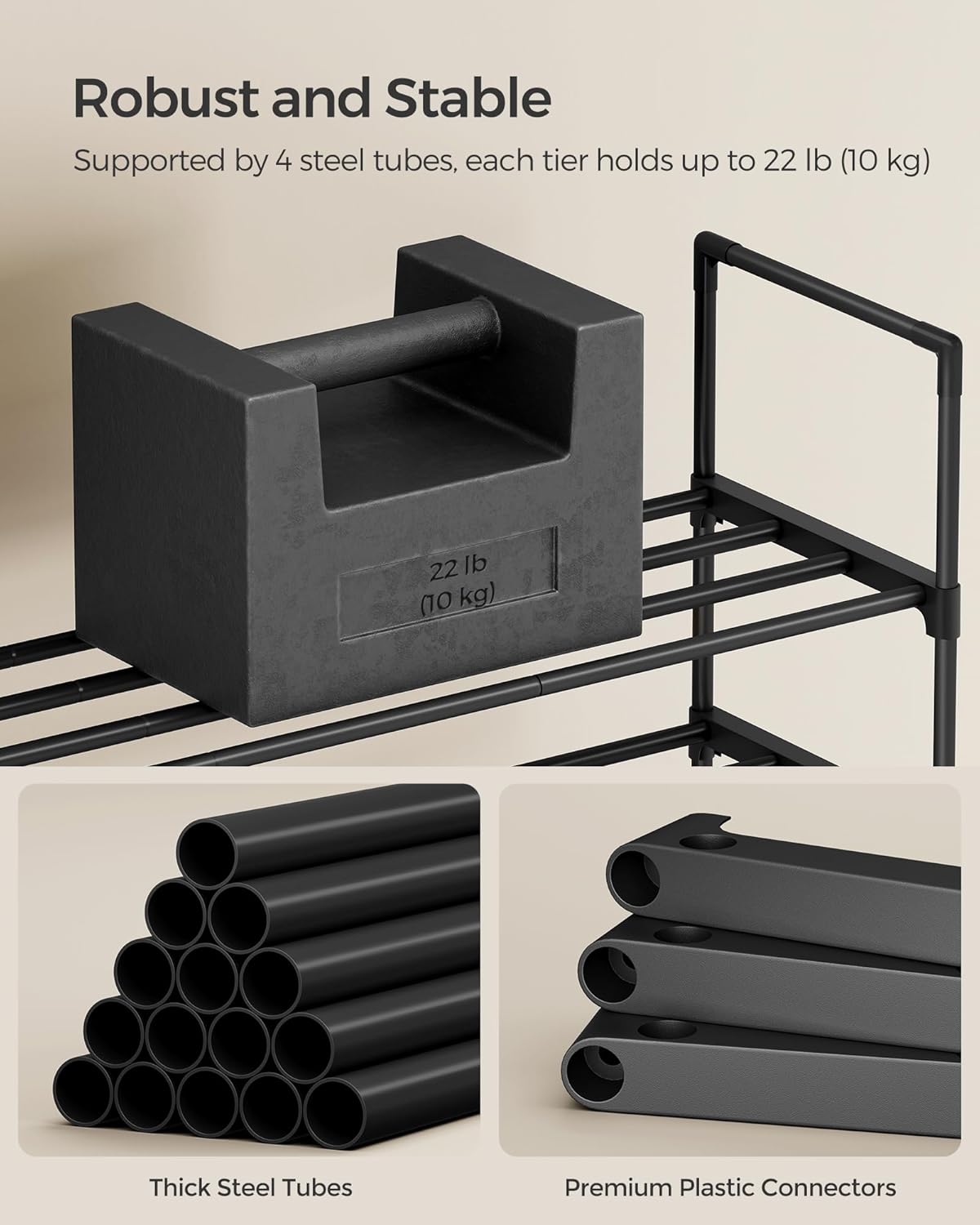 Thumbnail 5 de SONGMICS 3-Tier Shoe Rack 30 x 92 x 55 cm