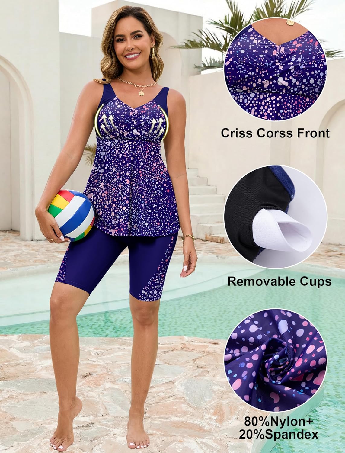 Thumbnail 4 de Arolina Plus Size Tankini with Shorts: Modest Two-Piece Swimsuit for Fuller Figures