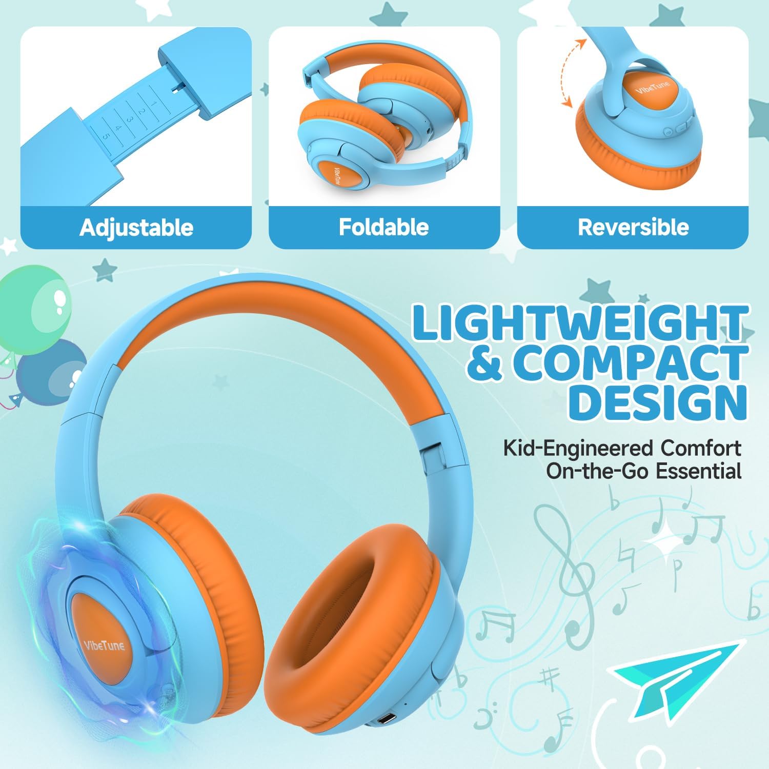 Thumbnail 3 de VibeTune Kids Bluetooth Headphones 60H playtime