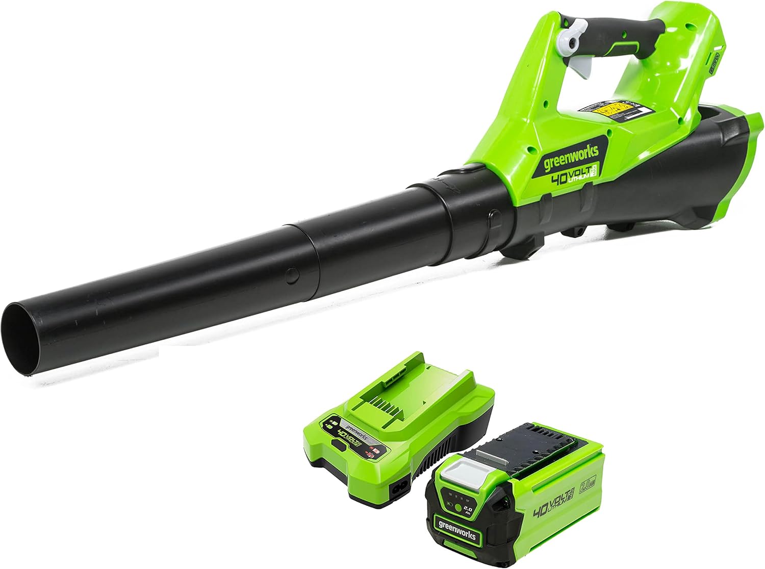 Greenworks G40ABK2 Cordless Leaf Blower with Cruise Control (40V 2Ah)