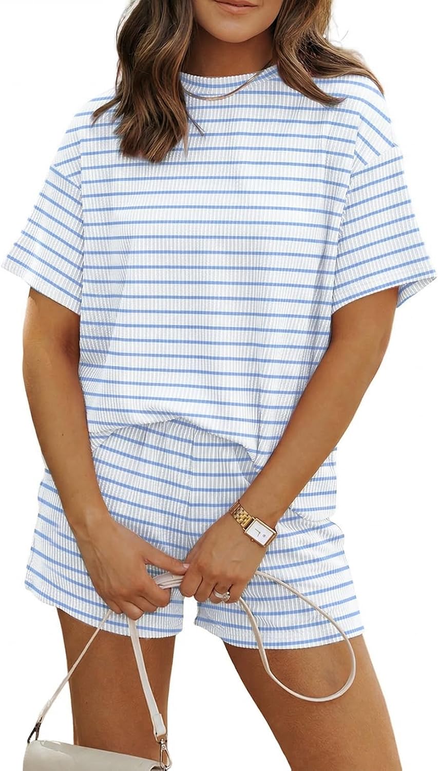 Detalle de MARZXIN 2-Piece Summer Jogger Set for Women: Ribbed Knit Tee + Loose Shorts