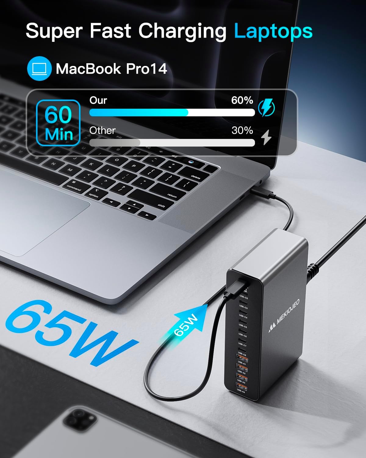 Thumbnail 2 de Aluminum Alloy 380W Charging Station 12-Port USB-C Charger