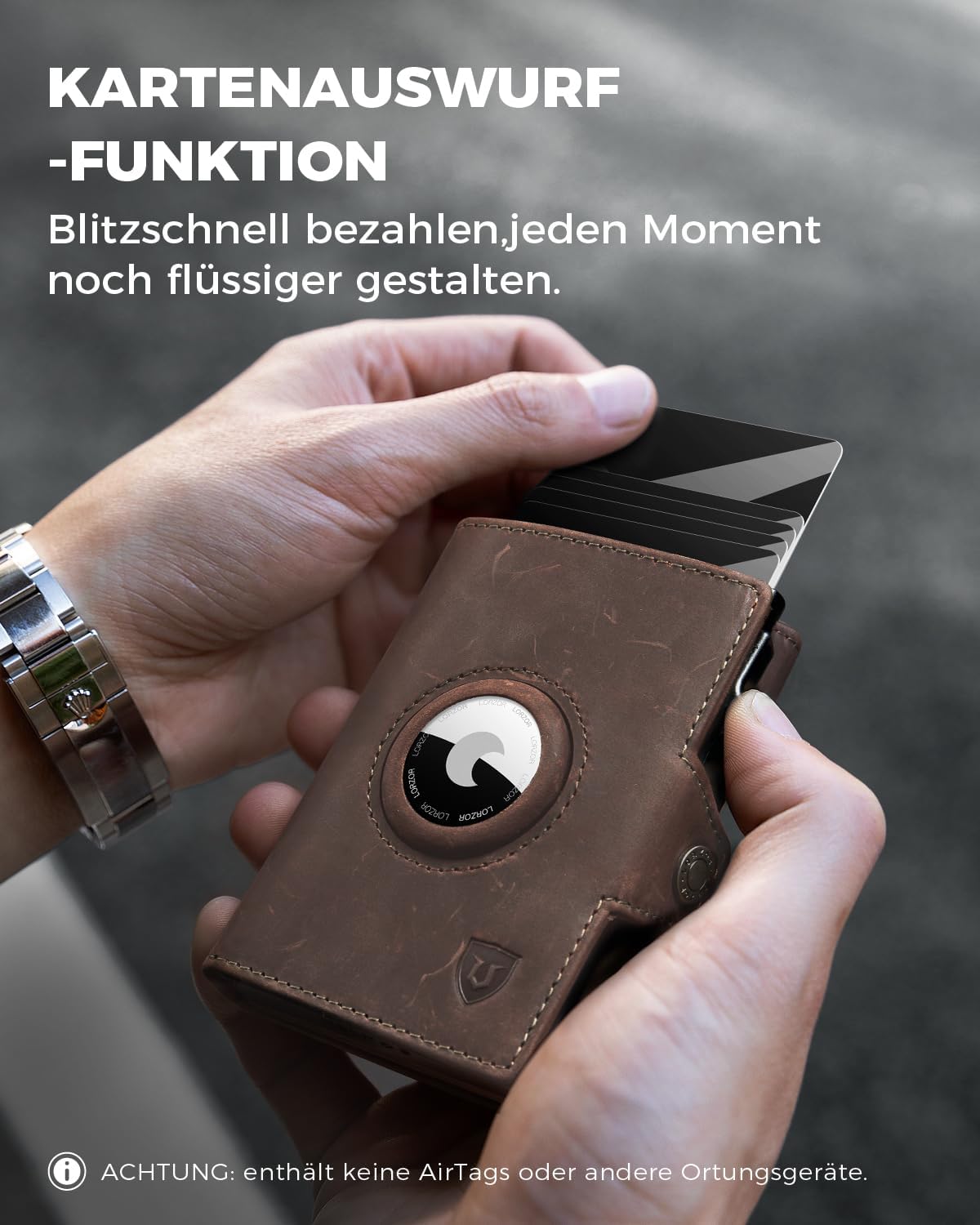 Detalle 2 de LORZOR Airtag Wallet Slim mit Münzfach