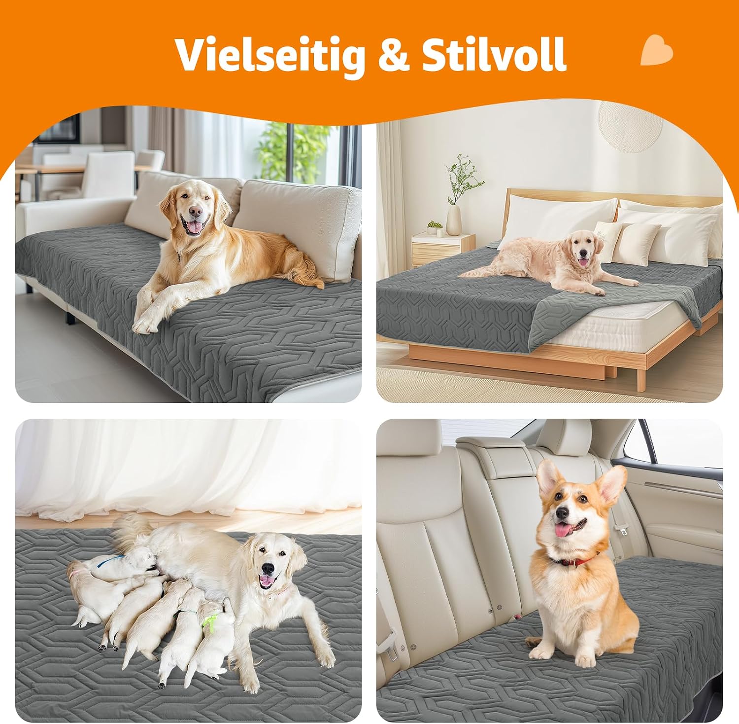 Detalle de PICK FOR LIFE 208x259 cm wasserdichte Hundedecke – beidseitig nutzbar, waschbar, Innen und Außen