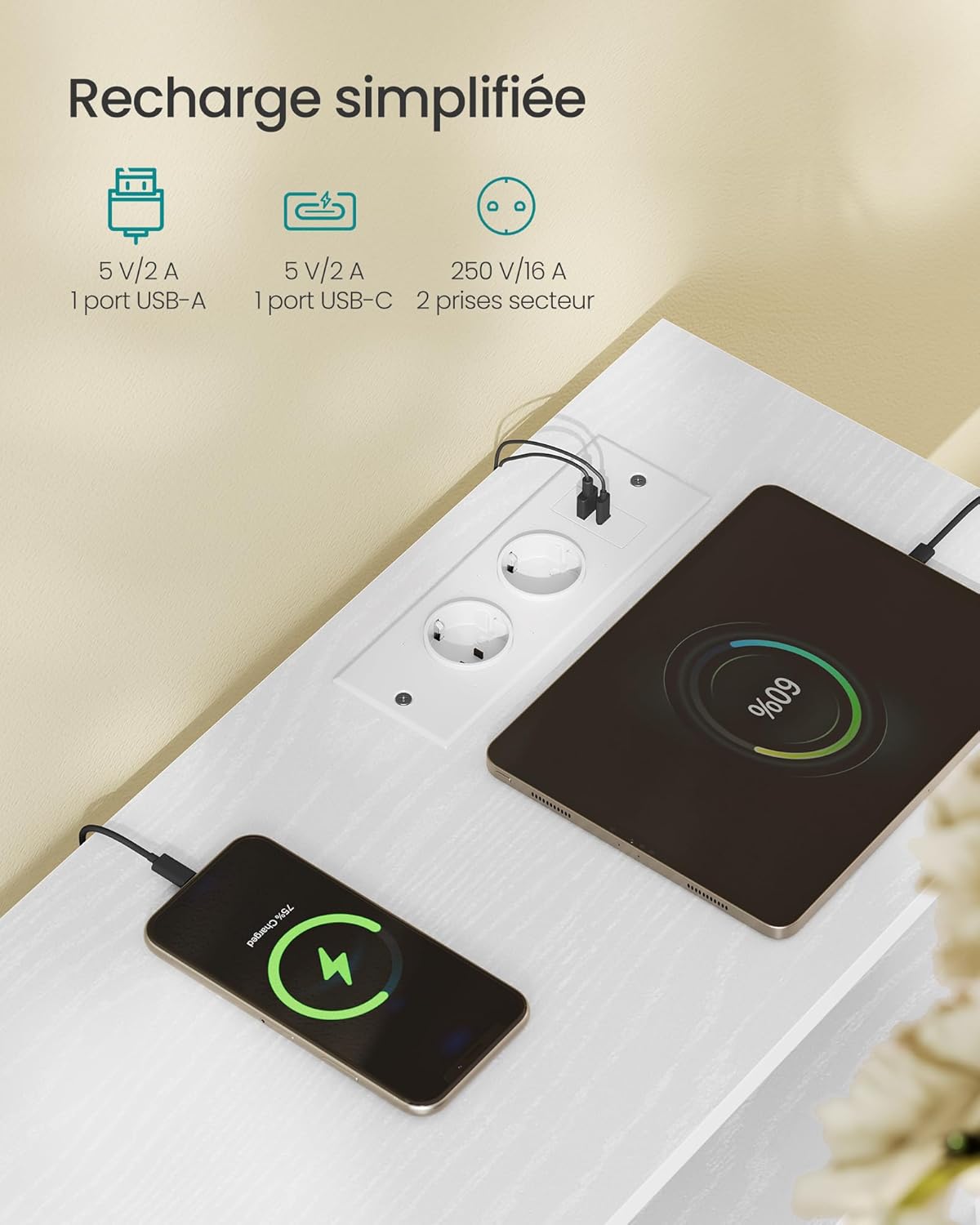 Thumbnail 3 de SONGMICS BELLAH Commode Chambre Moderne Blanc