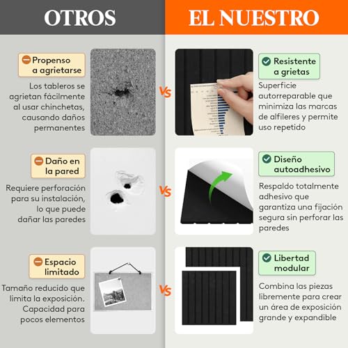 Thumbnail 3 de Lifewit: 6 tablas de fieltro autoadhesivas 30x30 cm para crear una pared de visión modular 90x60 cm