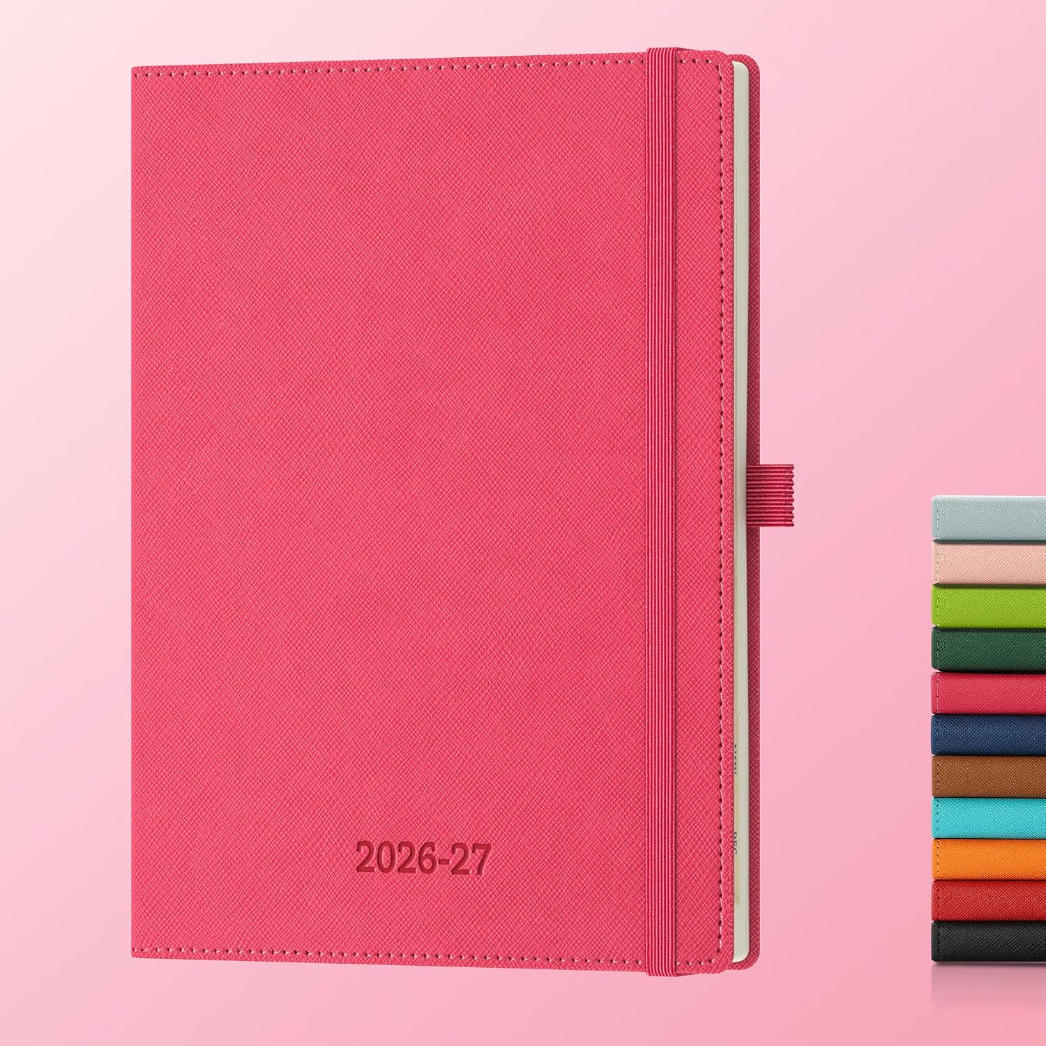 Detalle de IN-LUXPRO Kalender 2026/2027 Wochenplaner A5 – Elegant in Rose, veganem Leder, 18 Monate