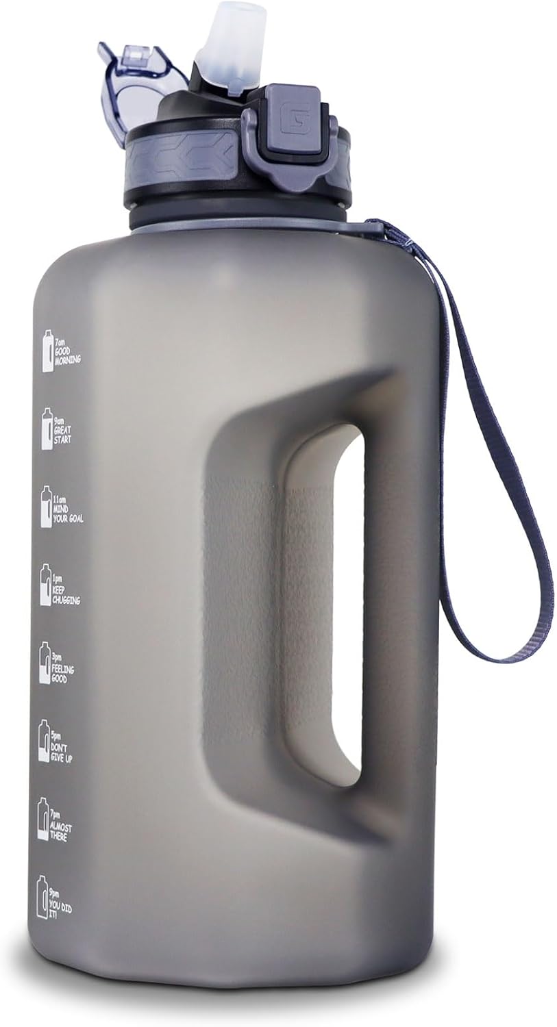 Thumbnail 6 de GEMFUL 2.2L Big Water Bottle with Straw and Time Marker – Leakproof, BPA-Free, White/Black