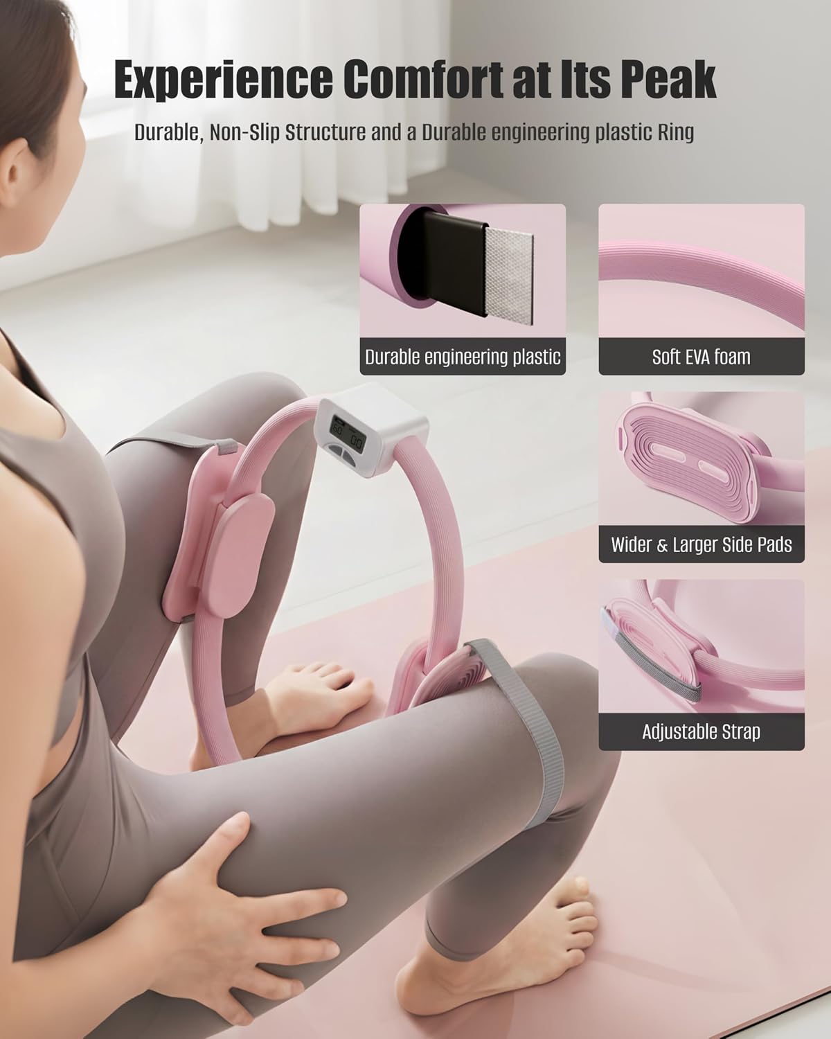 Detalle de MaxU Pilates Essentials Kit for Women – Pilates ring with counter, ball, resistance bands and grip socks