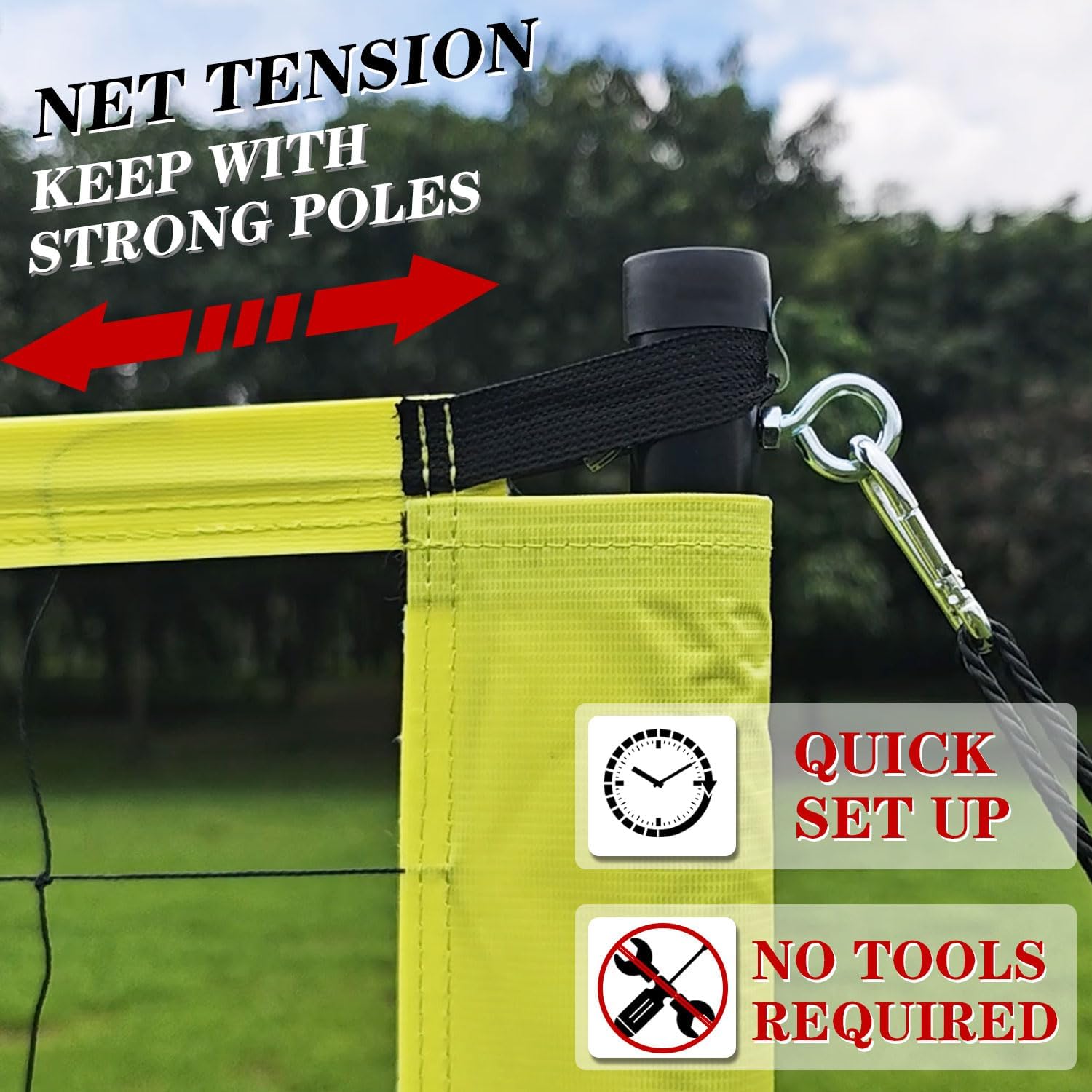 Thumbnail 5 de Outdoor Portable Volleyball Net System with Adjustable Height Poles (20' x 3')