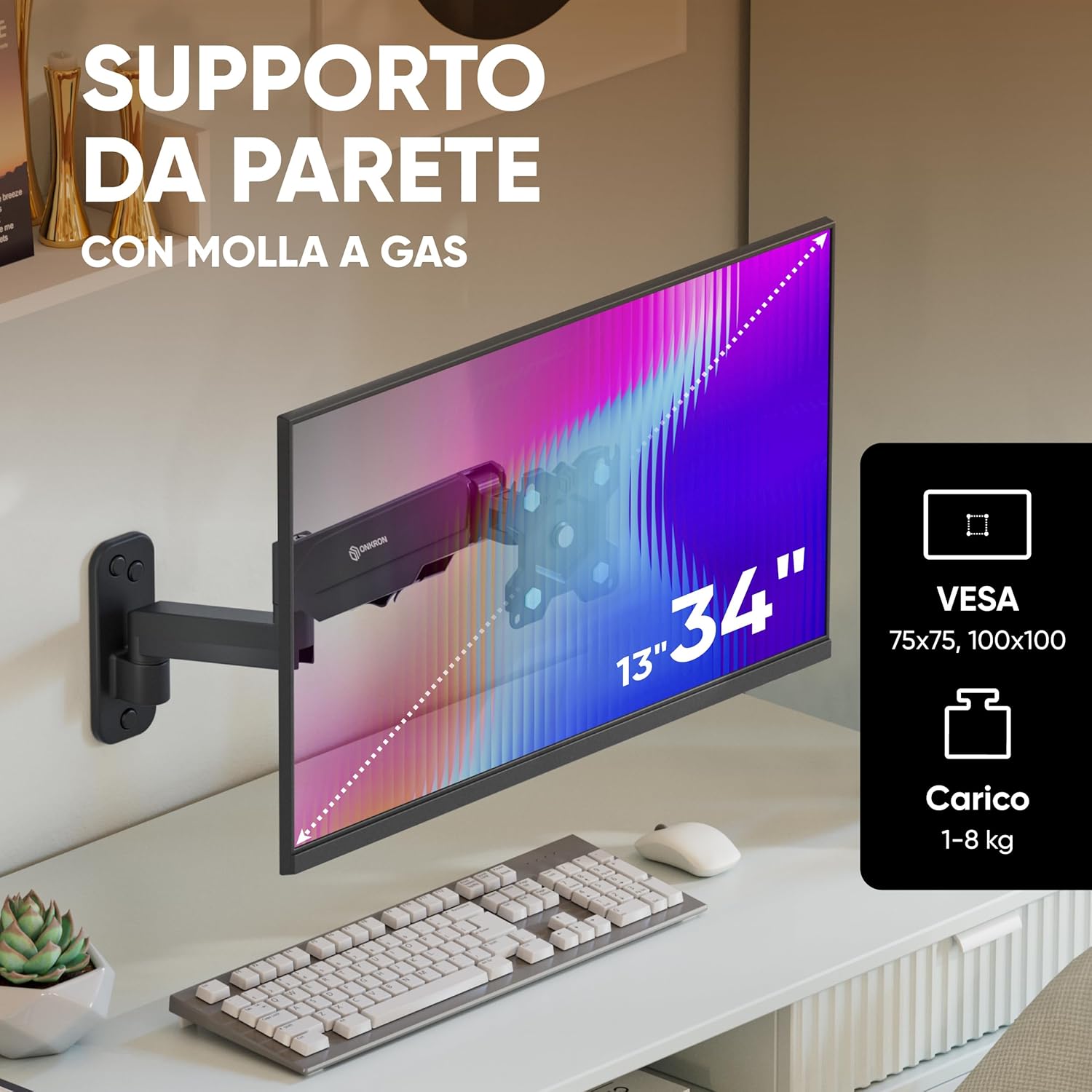 Thumbnail 1 de ONKRON G150-B Supporto TV a parete girevole e inclinabile da 13 a 34 pollici (VESA 75x75/100x100) fino a 8 kg