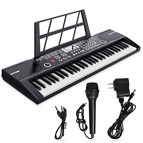 Detalle de Dgddhjt Digital Piano 61 Tasten – Tragbares Keyboard mit Lautsprechern, Notenständer und Unterrichtsmodi