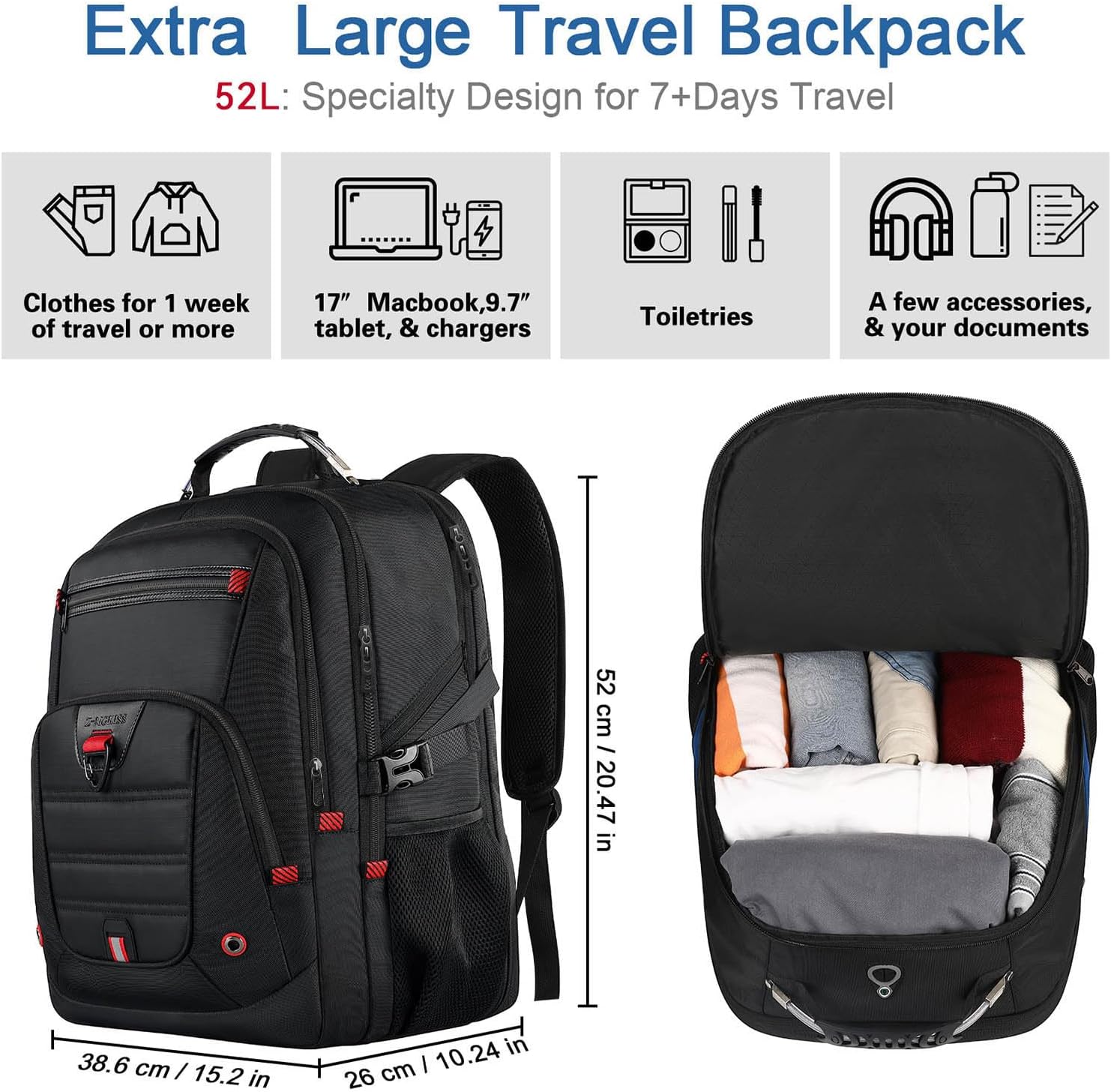 Thumbnail 1 de Z-MGKISS 52L Travel Laptop Backpack