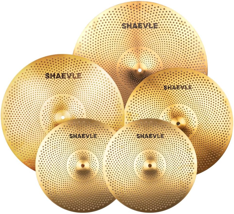 Thumbnail 6 de SHAEVLE Beckenset (5-teilig) inkl. 14" HiHat, 16" & 18" Crash sowie 20" Ride – Golden Alloy Cymbal Set