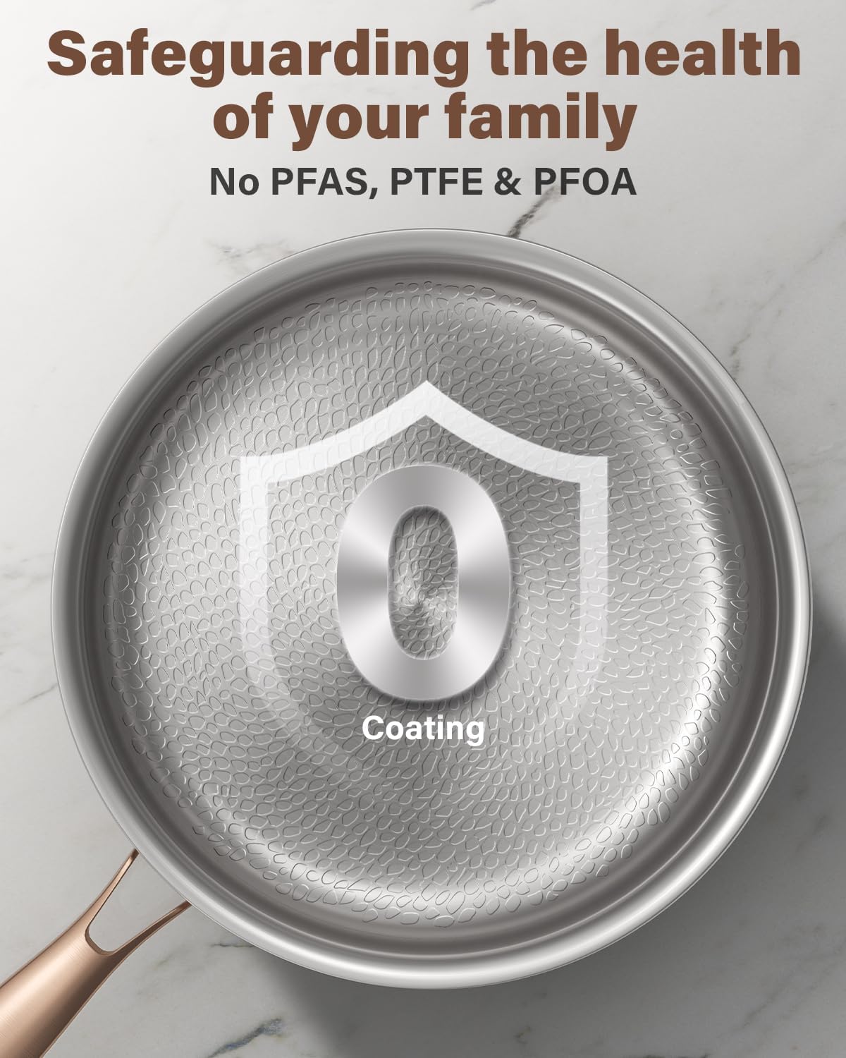 Thumbnail 1 de Akaice Titanium Frying Pan 26cm — 5 Ply, Non‑Coating, Ergonomic Rose Gold Handle